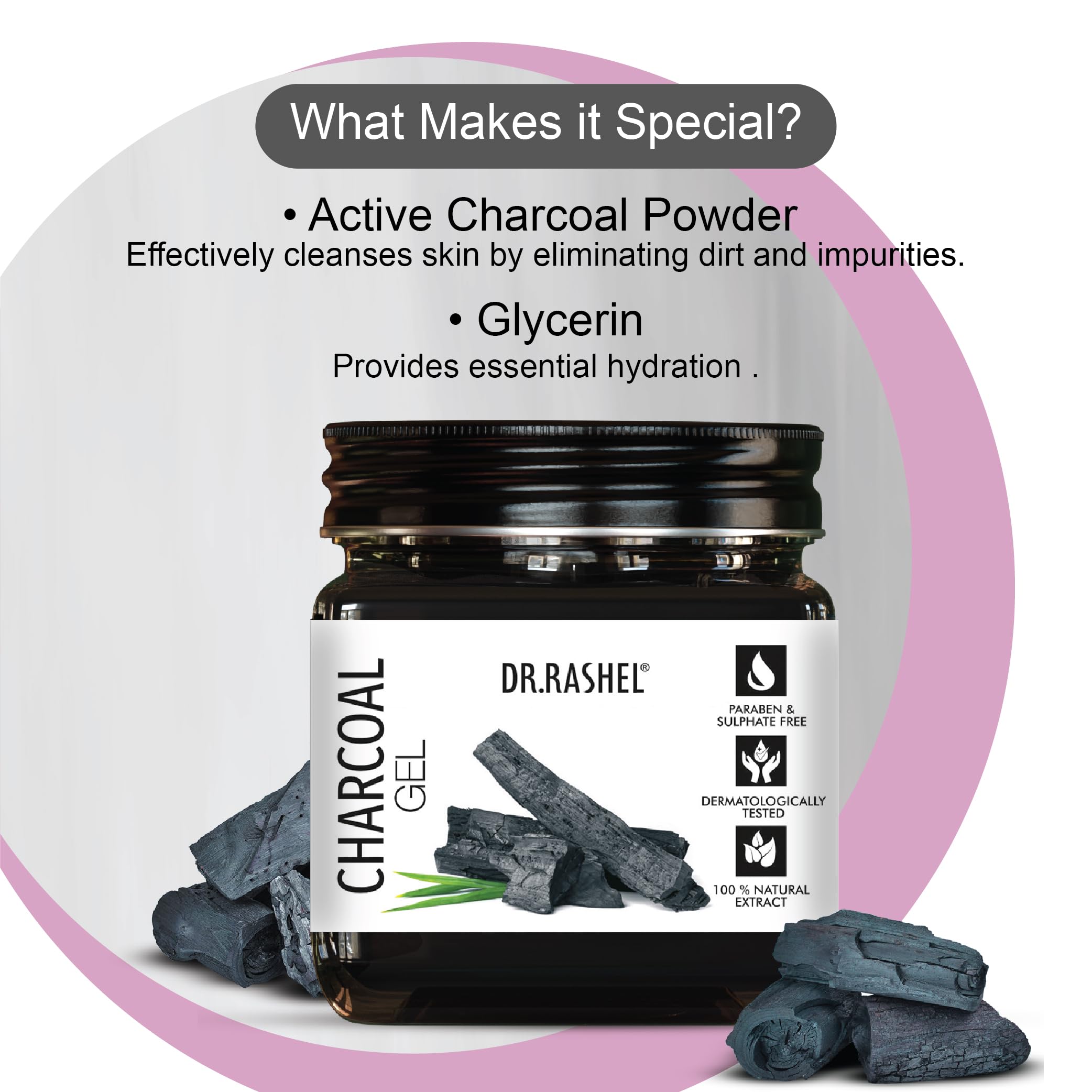 DR.RASHEL Activated Charcoal Gel for Face & Body - Deep Cleansing & Detoxifying Treatment for Normal Skin (12.8 fl oz) - Perfect for Blackhead Removal, Acne Treatment & Skin Purification