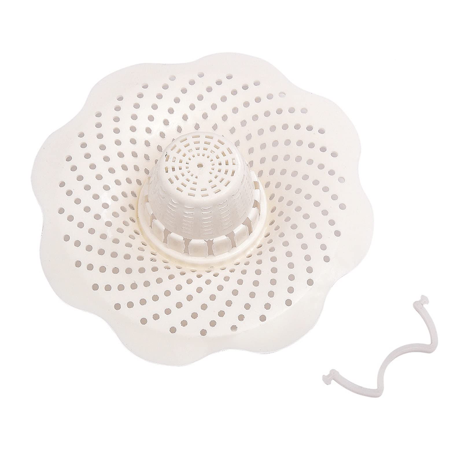 Hair Filter Drain Stopper - Anti-Clog Shower Sink Strainer for Bathroom & Kitchen (White) - Prevents Blockages