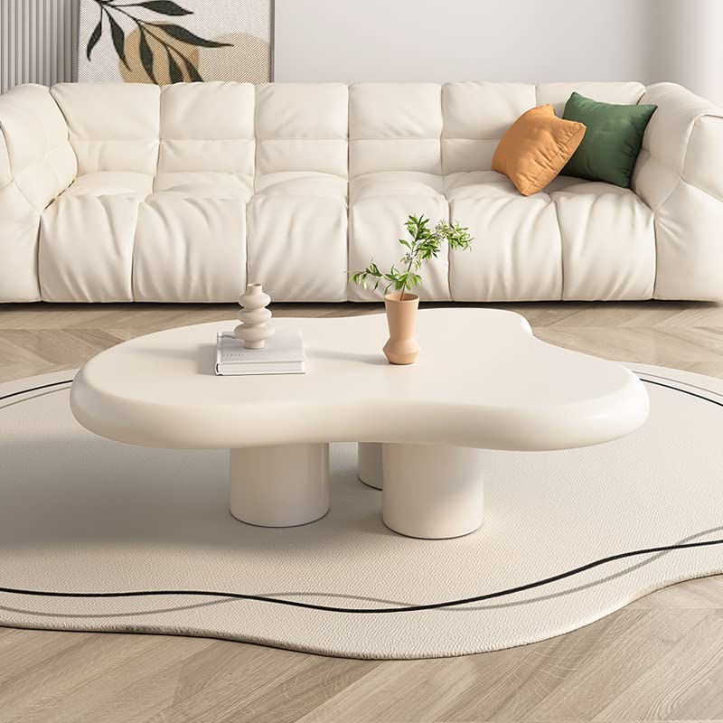 GraceNook White Cloud-Shaped Coffee Table - Modern Cartoon Design, High-Gloss Piano Lacquer Finish, Compact Living Room Furniture for Small Spaces - Perfect for Apartments, Dorms & Cozy Home Decor