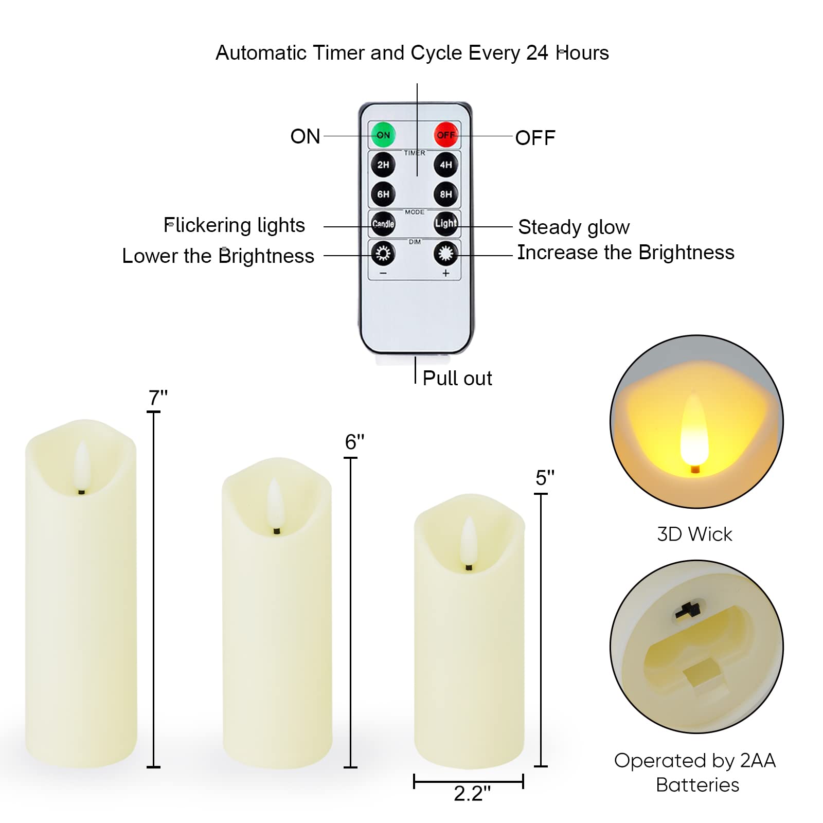 Homemory Flameless LED Candles - Battery Operated Electric Candles with Remote & Timer, Frosted Plastic Fake Candles That Won't Melt (Ivory, Set of 9) - Perfect for Home Decor, Weddings, and Romantic Ambiance
