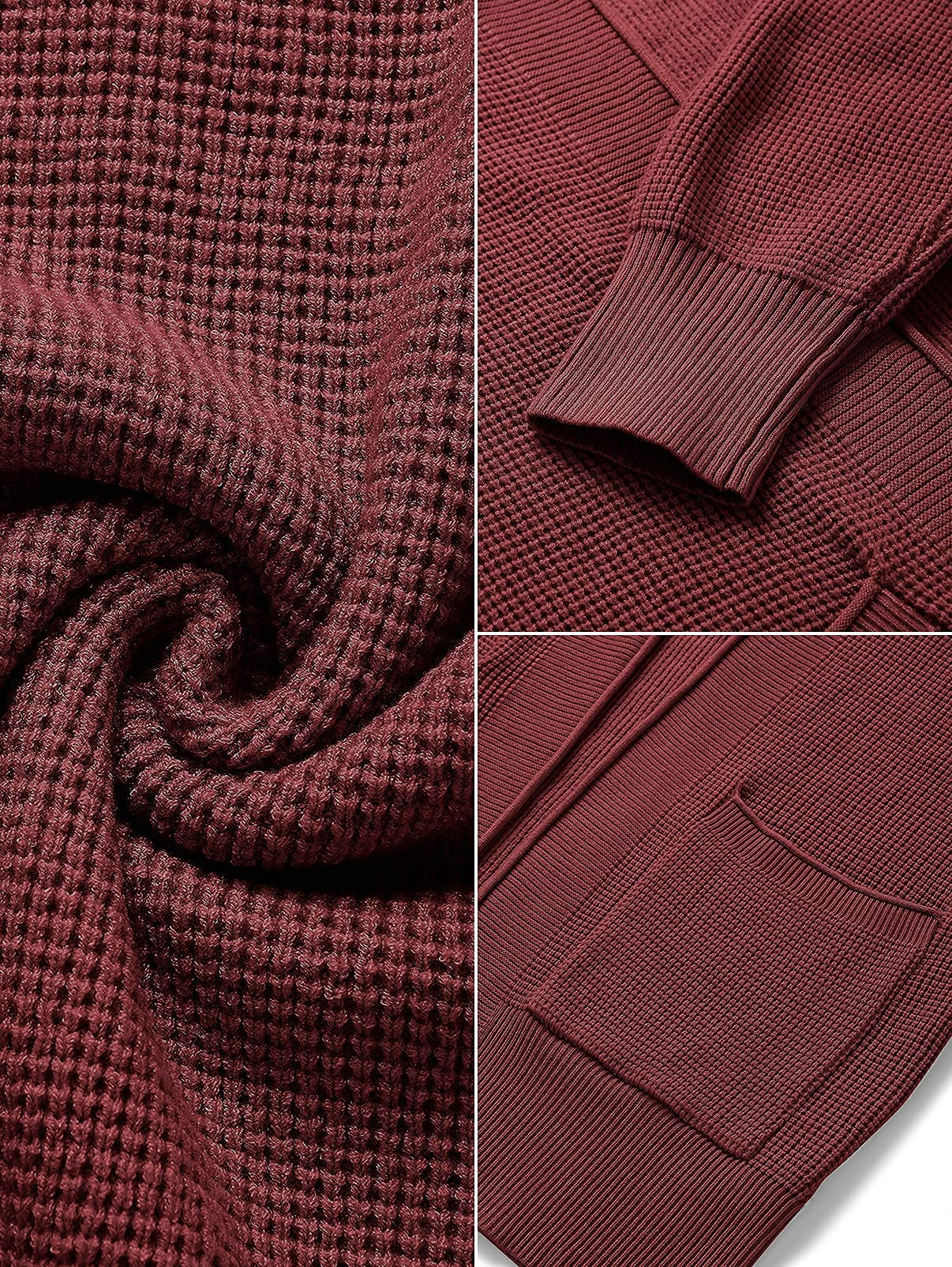 MEROKEETY Women's 2025 Fall Open Front Waffle Knit Cardigan Sweater - Long Sleeve Cozy Knit Pullover with Pockets - Perfect for Autumn Layering, Office Wear & Casual Outfits