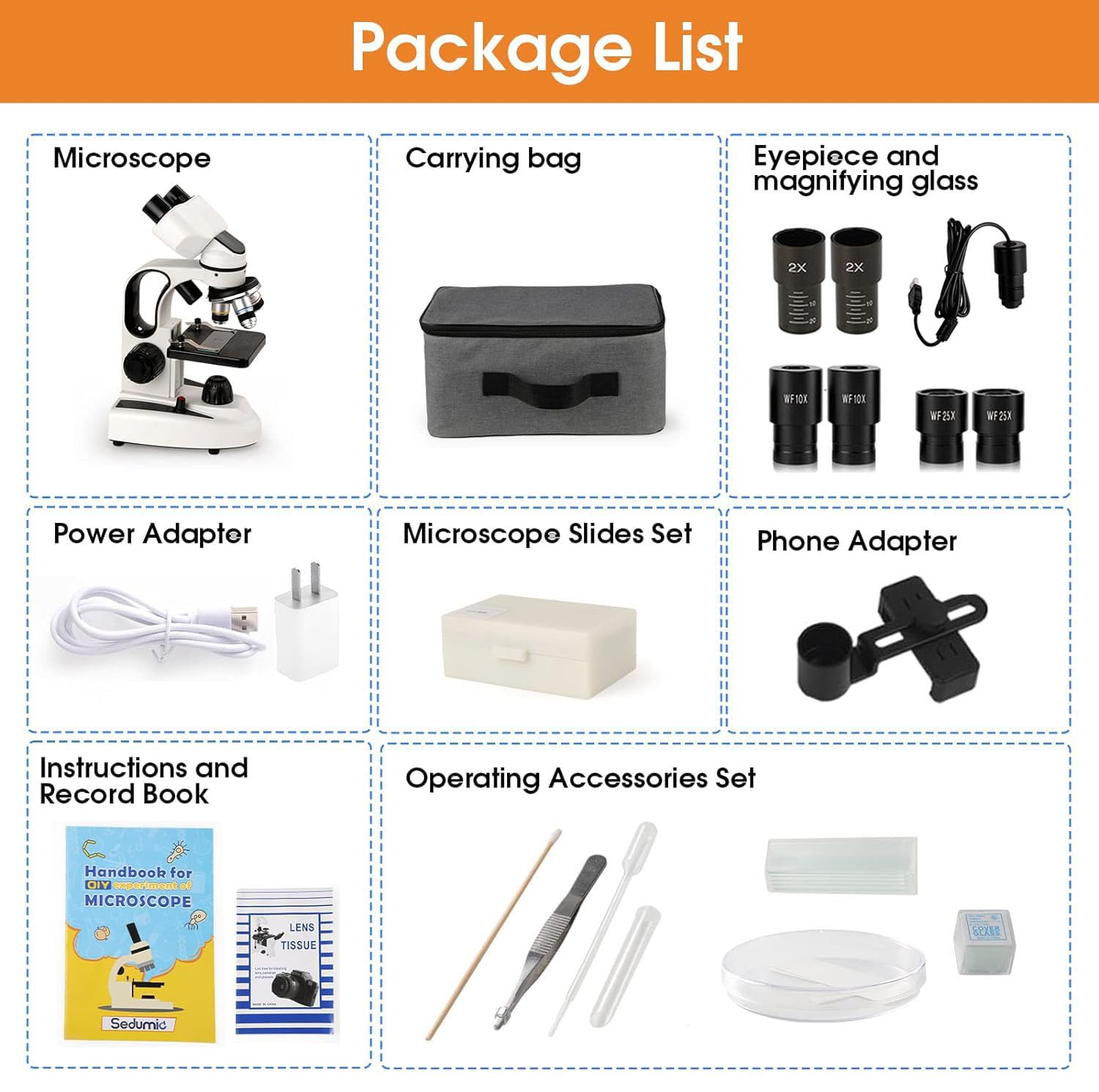 High-Power Binocular Biological Microscope 40X-2000X Magnification with 2MP Camera & Slides Set - Ideal for Kids, Students & Adult Science Enthusiasts - Perfect for Home Lab Experiments, Classroom Learning & Scientific Research