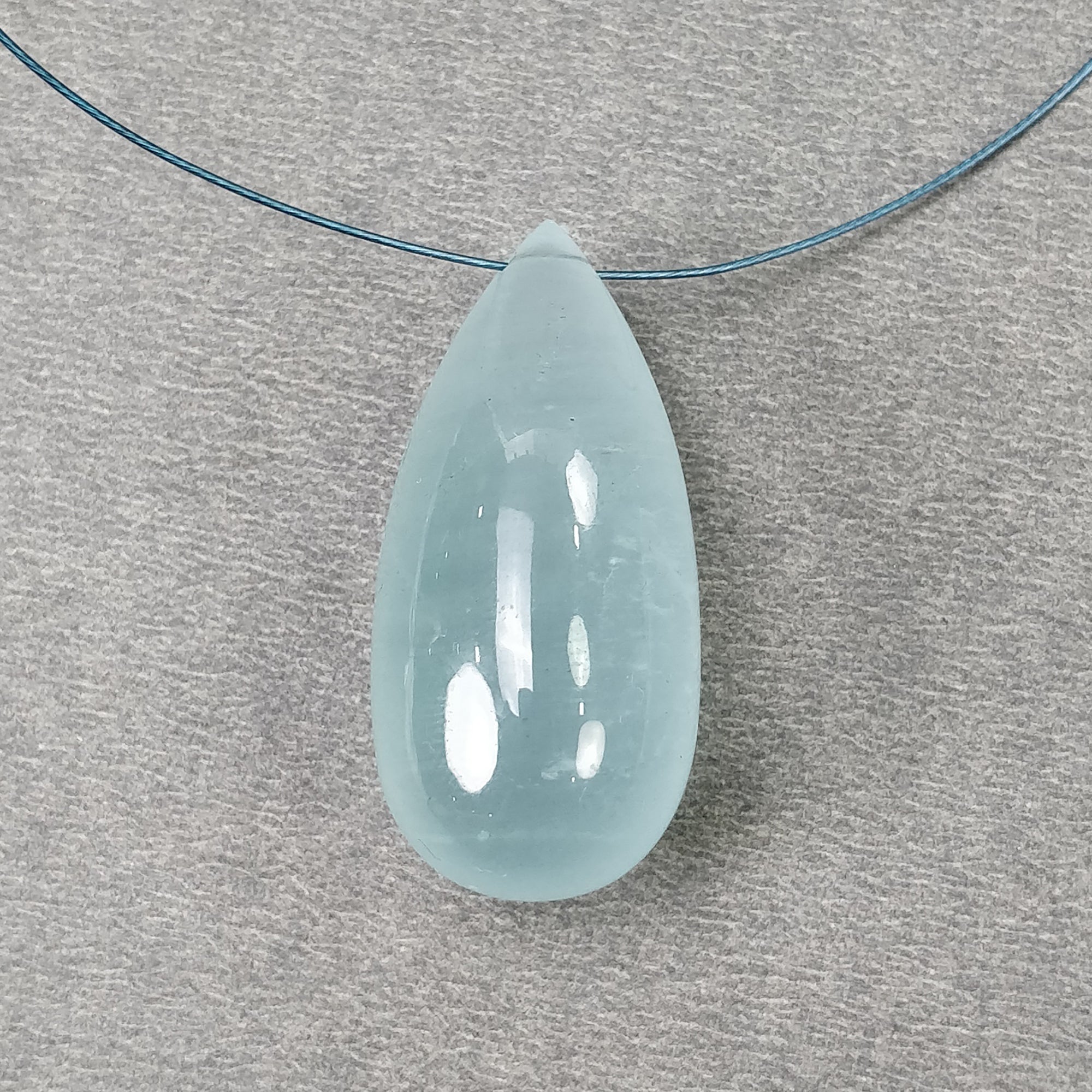 Natural Blue Aquamarine Gemstone Cabochon - 60.20cts Untreated Teardrop Shape with Hole (34.5mm) for Jewelry Making, Pendants & DIY Craft Projects - Healing Stone Collection