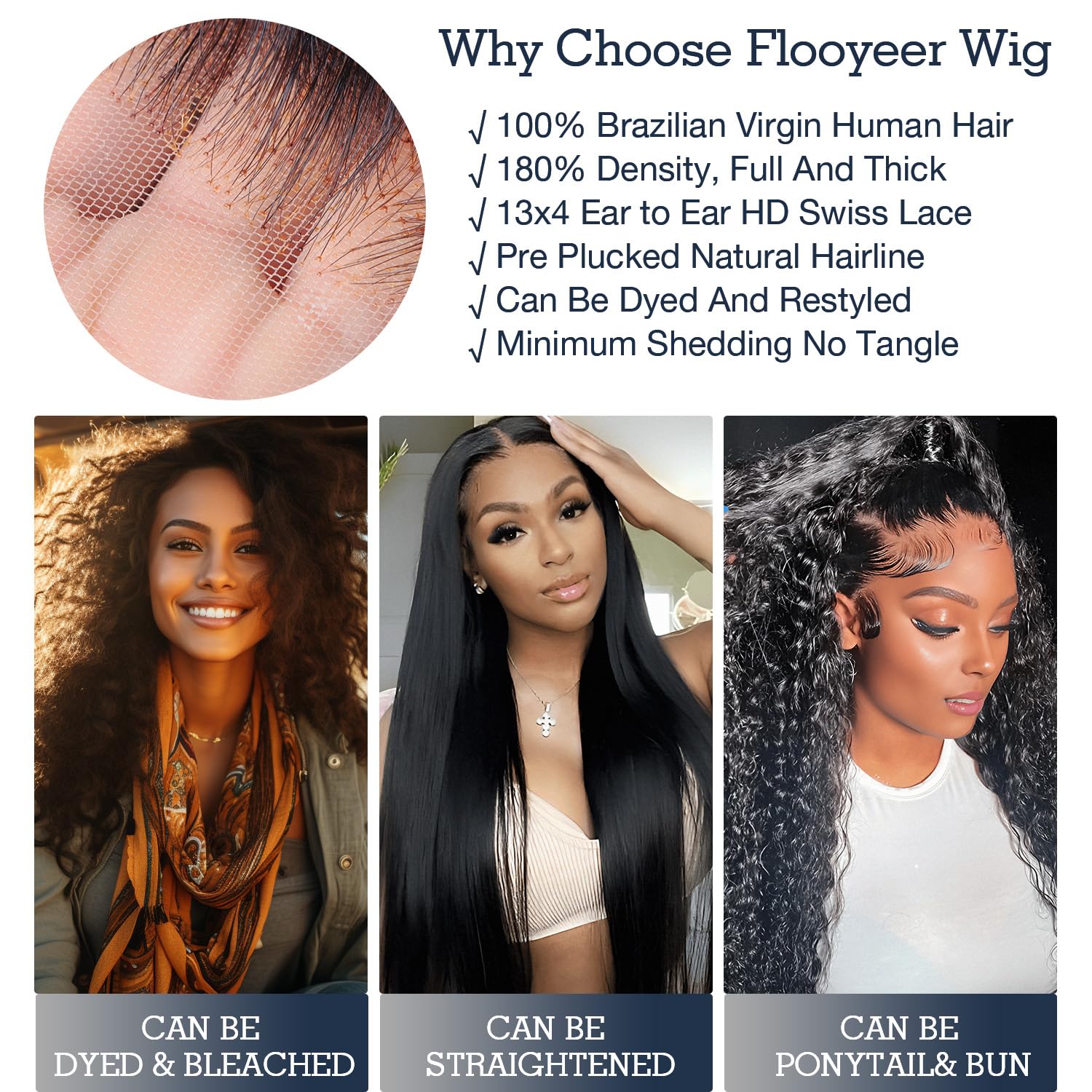 13x4 Ultra-Fitted HD Lace Front Wig - Deep Wave Human Hair Wigs with 180% Density | Glueless Brazilian Virgin Hair | Pre-Plucked Natural Hairline | 18 Inch Length | Perfect for Daily Wear, Parties & Special Occasions