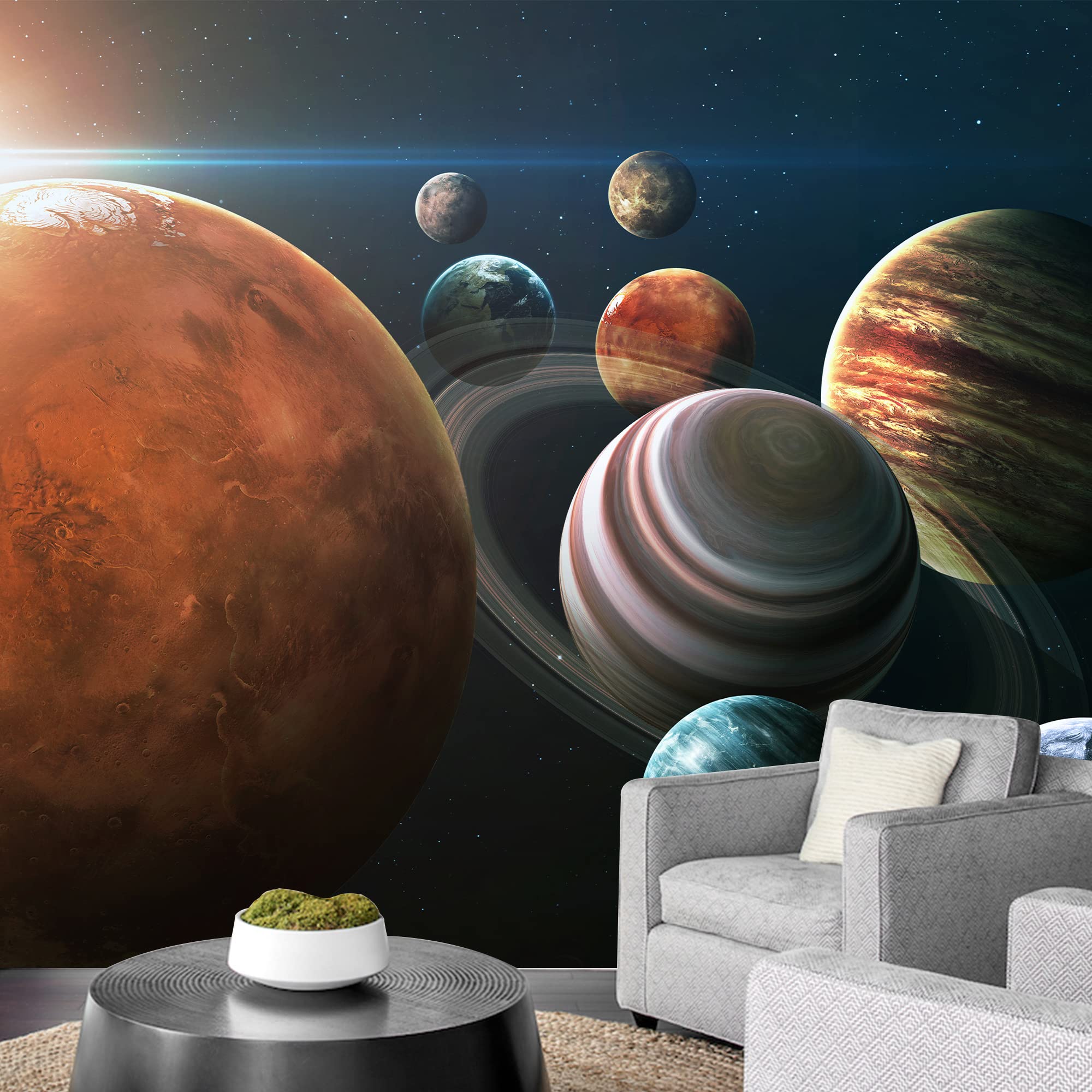 Universe Wall Murals for Bedroom - Giant Planets Removable Peel and Stick Wallpaper (100x144 inches) - Perfect for Kids Room Decor & Space Themed Nursery