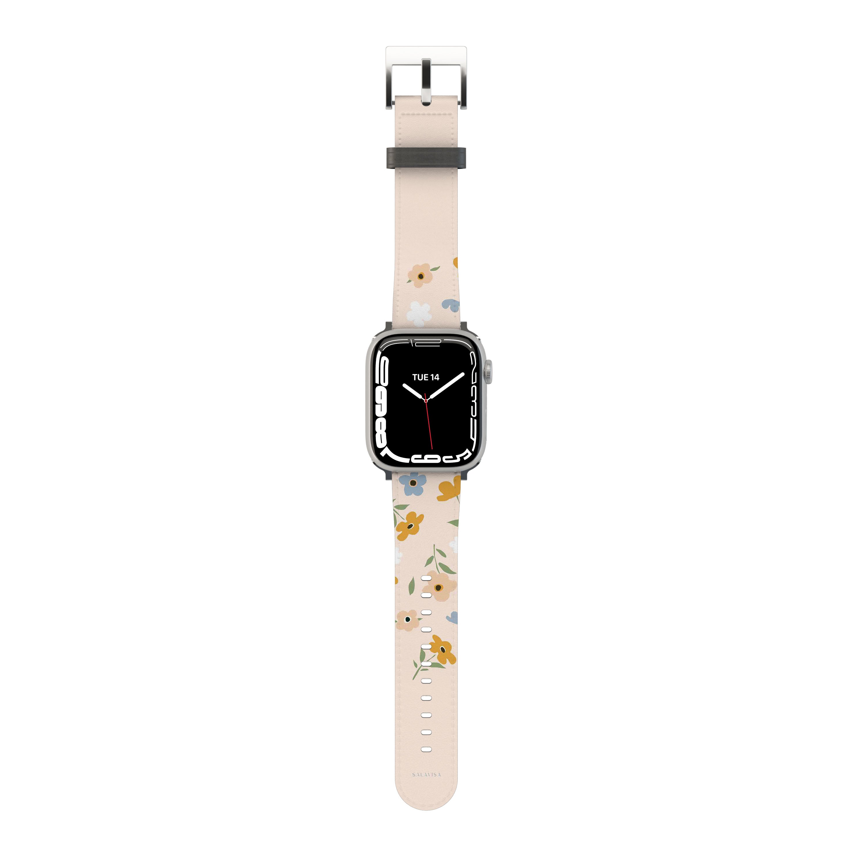 Pink Floral Apple Watch Band for Women - Soft Silicone Strap with Adjustable Closure - Perfect for Workouts, Running, and Everyday Fashion Accessory