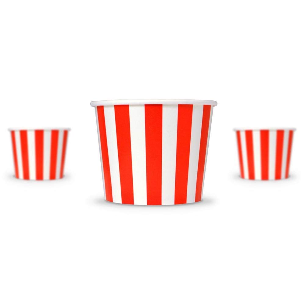 UNIQ 1000-Count 16 oz Red Striped Disposable Paper Ice Cream Bowls | Hot & Cold Food Dessert Bowls for Ice Cream, Frozen Yogurt, Pudding | Perfect for Ice Cream Shops, Parties, Catering & Home Use