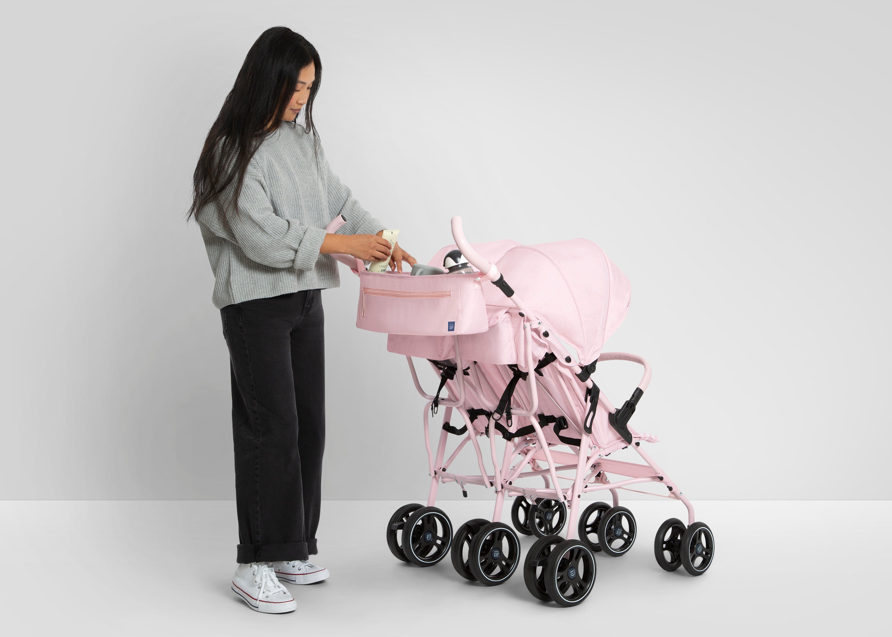 BabyGap Classic Parent Organizer for Double Stroller - Convenient Storage for Diapers, Bottles & Essentials - Perfect for Shopping, Travel & Family Outings