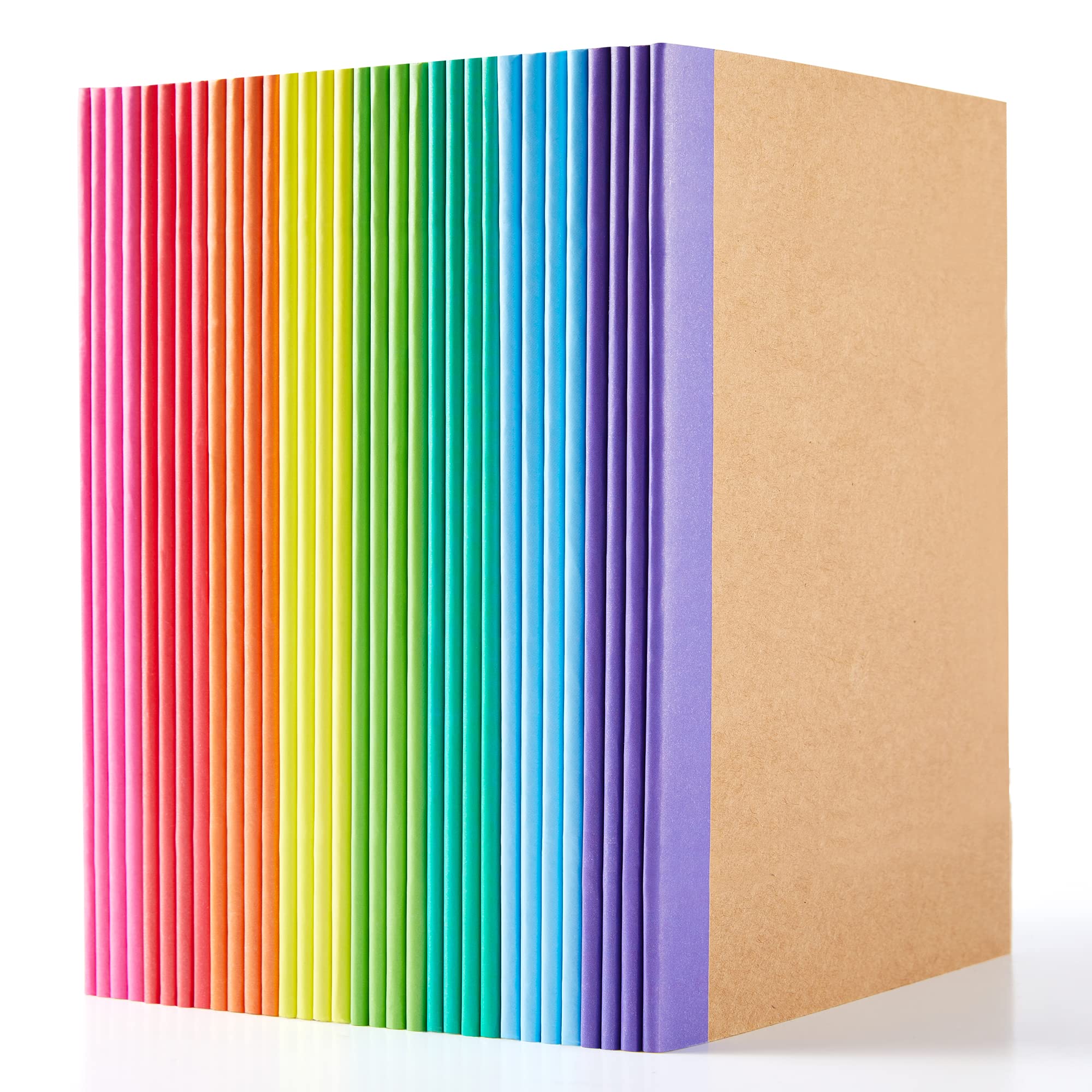 32 Pack A5 Composition Notebooks Bulk - College Ruled Lined Blank Pages, Kraft Cover with Rainbow Spines (8 Colors, 60 Pages, 8.3”x5.5”) - Perfect for Students, Office, Journaling & Travel Writing