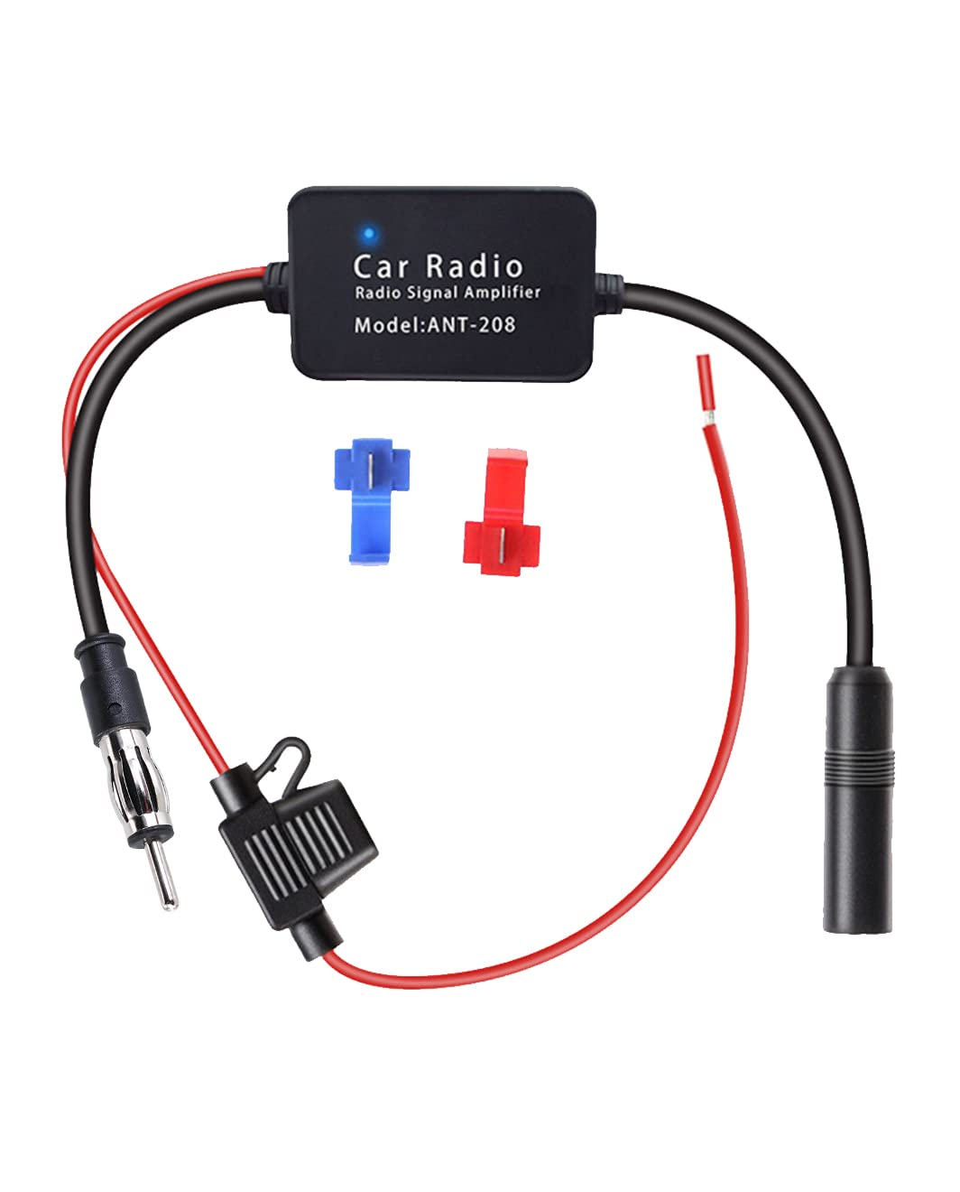 Vecys FM/AM DAB DAB+ Car Antenna Signal Booster Amplifier - DIN Female to DIN Male Adapter 12V Digital Radio Antenna Splitter - Enhances Audio Stereo Reception for Car Digital Radios - Perfect for Road Trips & Daily Commuting