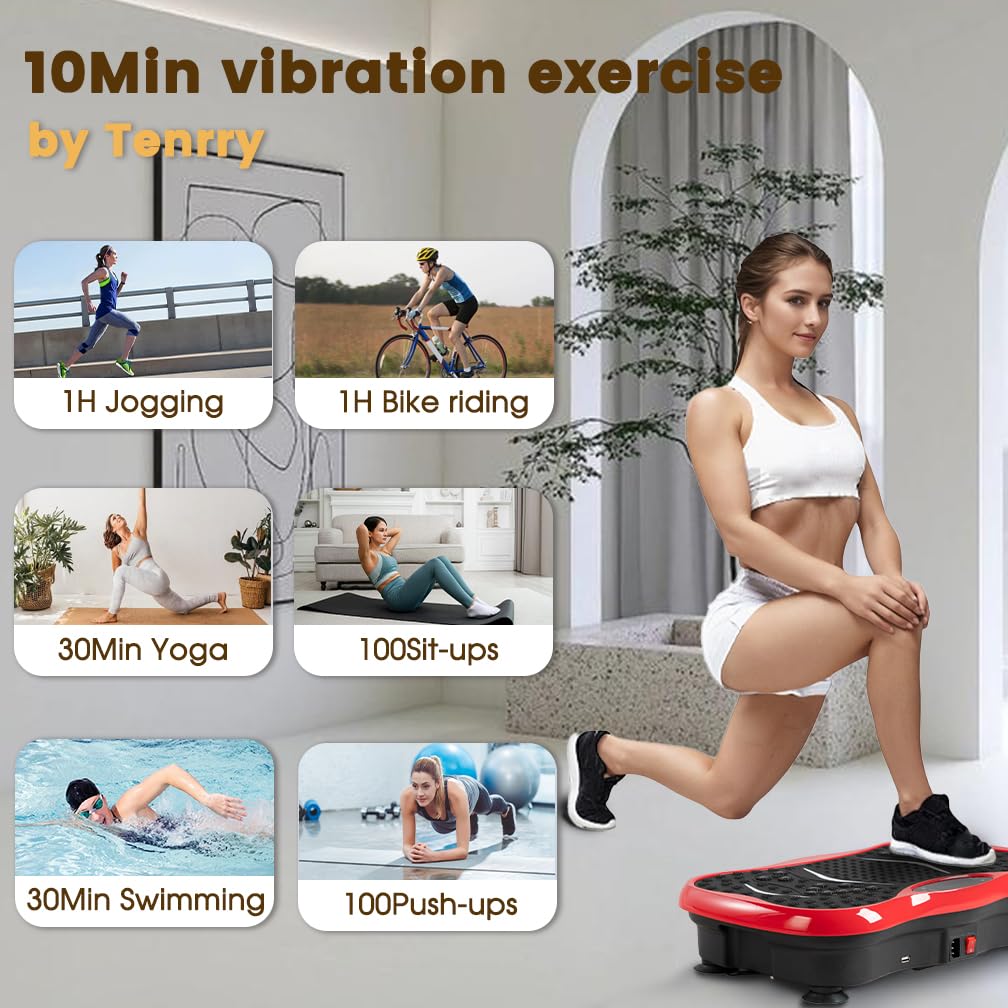 Vibration Plate Exercise Machine for Full Body Workout - Home Fitness Vibration Platform with Resistance Bands - Improve Circulation, Muscle Tone & Bone Density - Supports 330 lbs - Perfect for Home Gym, Weight Loss & Physical Therapy