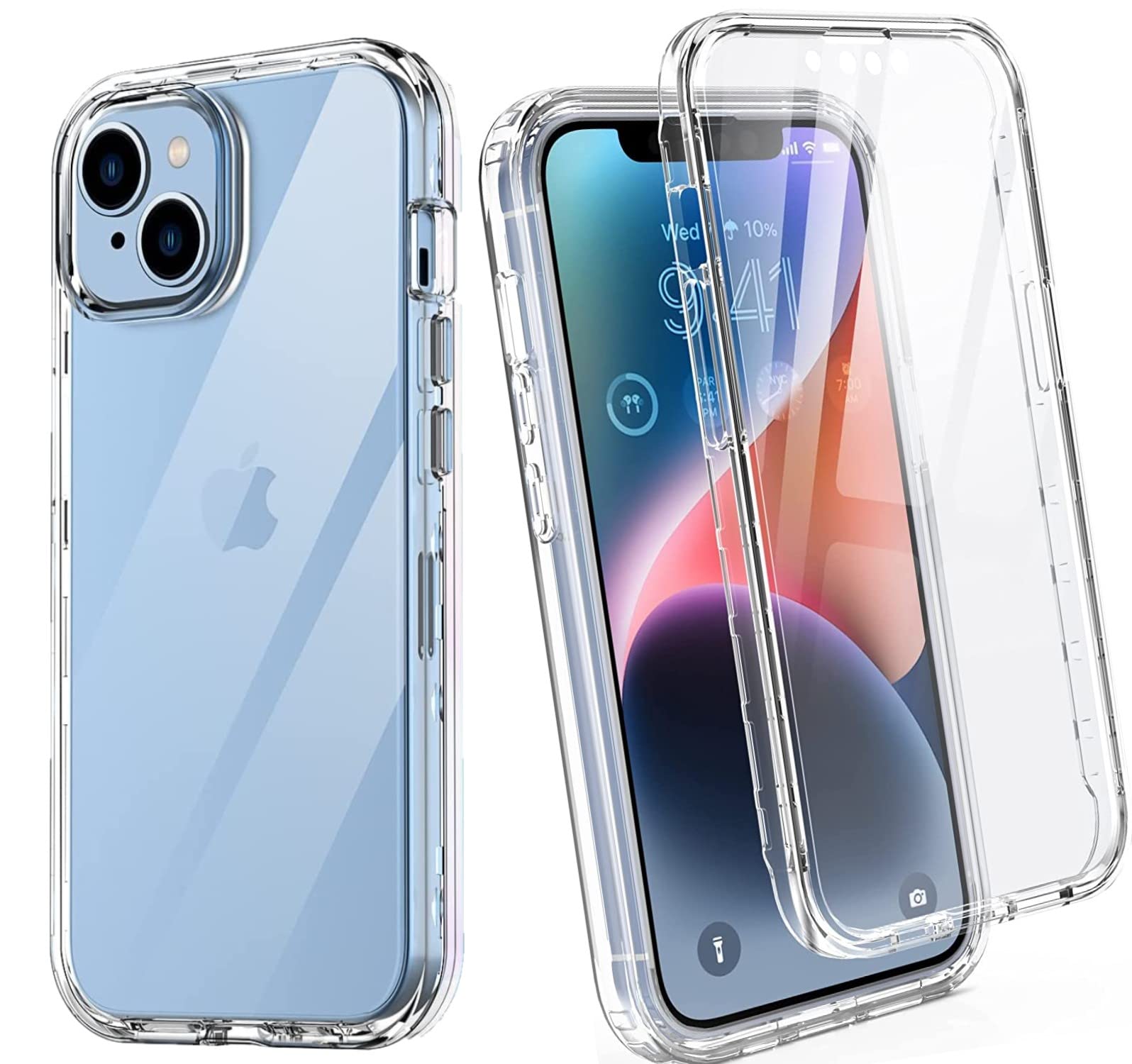 Crystal Clear Slim Fit 360° Full Body iPhone 14/13 Case with Built-in Screen Protector | Shockproof Transparent Silicone Gel Phone Cover for iPhone 14/13 (6.1 inch) | Perfect for Everyday Protection & Showcasing Your Phone Design