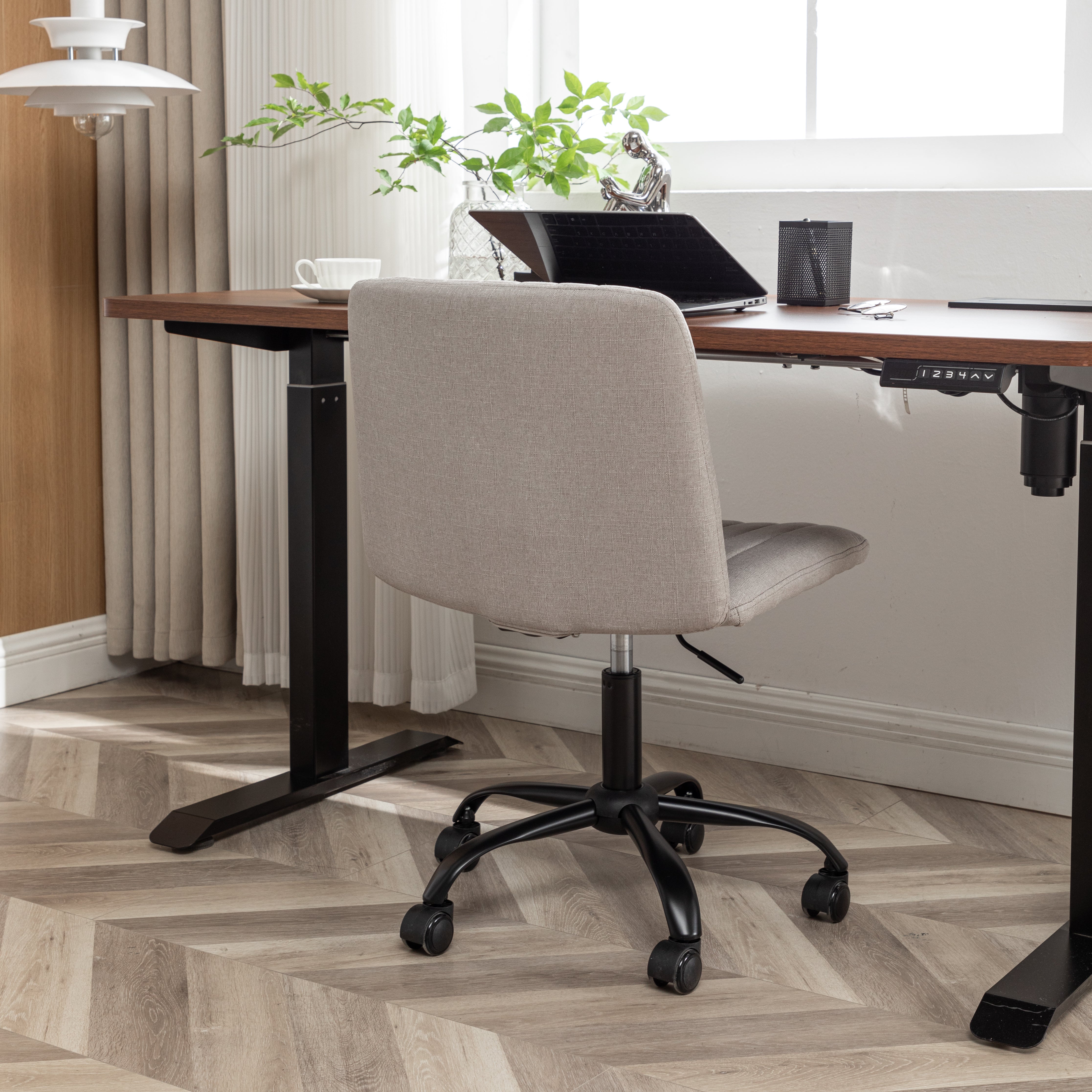 Roundhill Furniture Masar Fabric Swivel Office Chair - Ergonomic Desk Chair with Adjustable Height & Lumbar Support for Home & Office Workspace