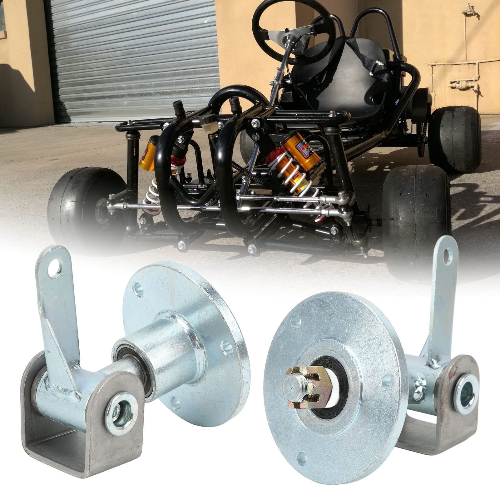 3 Stud Front Wheel Hub Bearing & Steering Knuckle Set for 6in Tires - Compatible with ATV, Quad Bike, and Kart - Durable Replacement Part for Off-Road Adventures