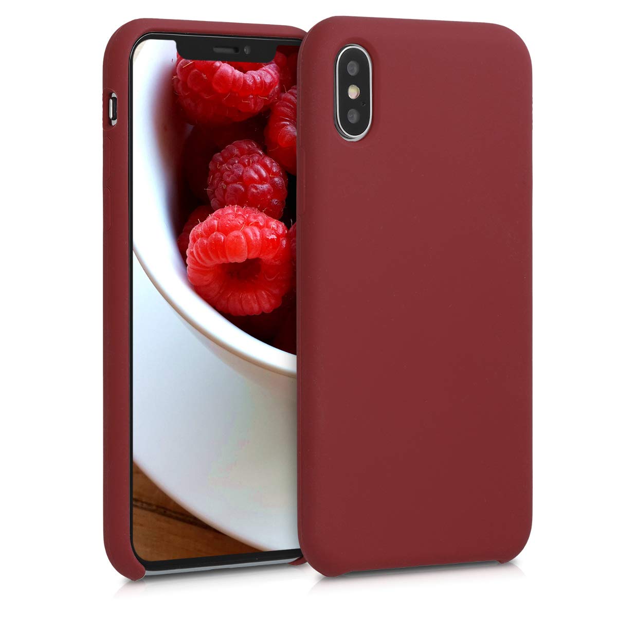 kwmobile TPU Silicone Case for Apple iPhone Xs Max - Slim Protective Phone Cover with Soft Matte Finish in Maroon Red - Perfect for Everyday Use, Work & Travel Protection