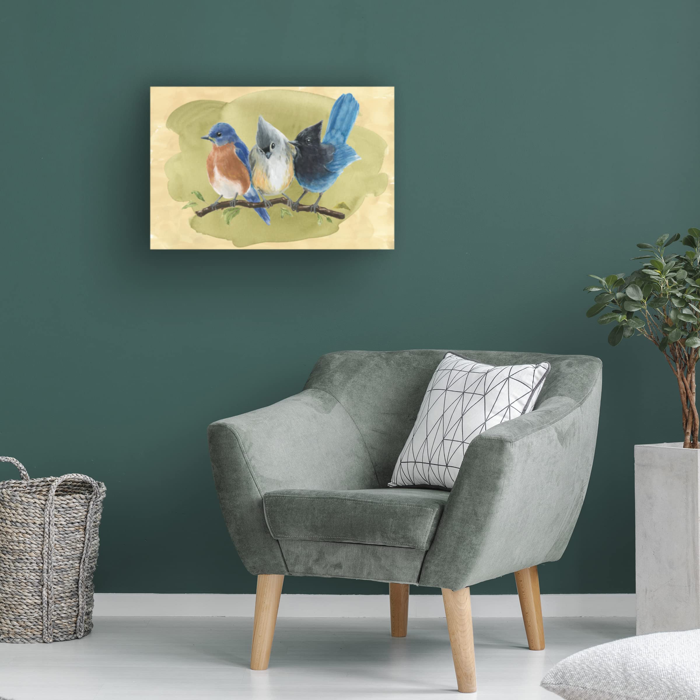 Annie Warren 'Bird Perch III' Canvas Wall Art Print - Modern Home Decor for Living Room, Bedroom & Office - Trademark Fine Art Collection