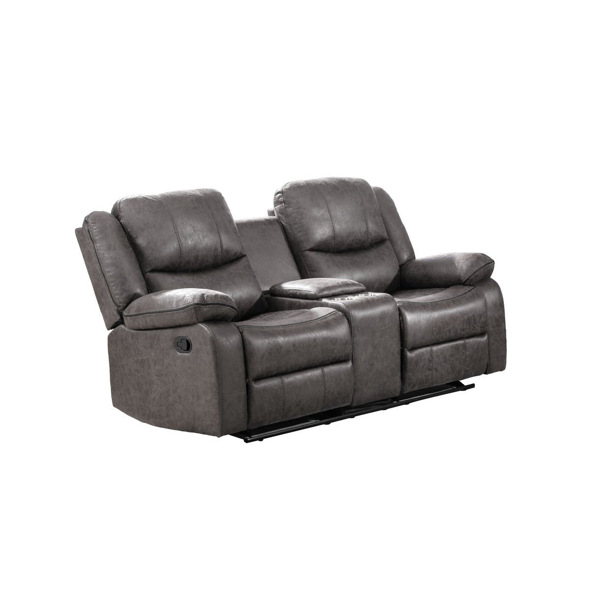 Everett Reclining Glider Loveseat with Center Console - Comfortable Power Reclining Sofa for Living Room, Nursery & Home Theater - Modern Fabric Upholstery with Cup Holders and USB Ports