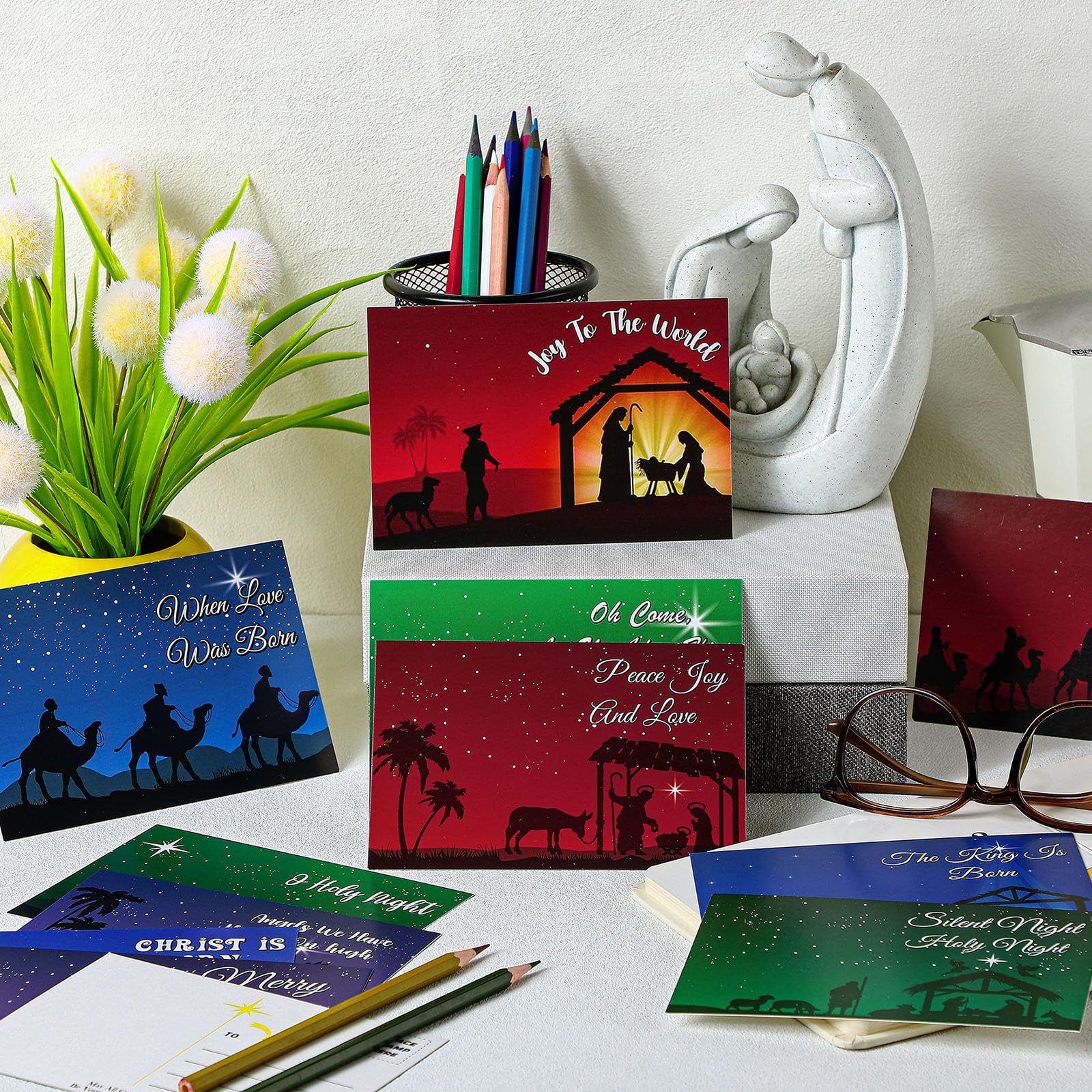 Kosiz 120 Pcs Nativity Christmas Cards - 4x6 Inch Blank Postcards & Greeting Cards (12 Assorted Designs) - Perfect for Holiday Gifts, Party Invitations & Festive Decorations