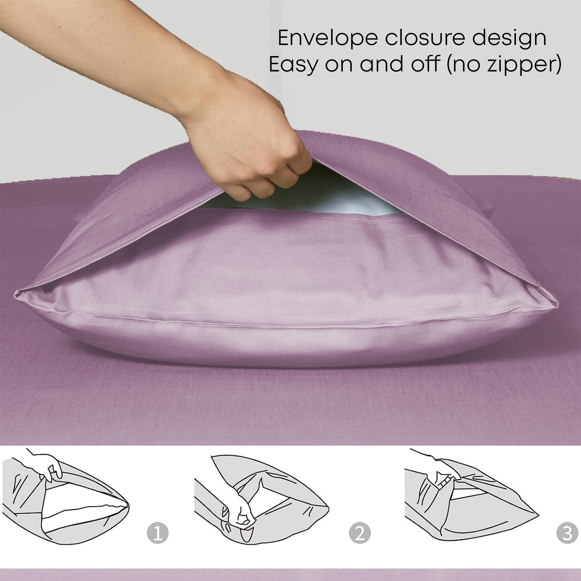 Premium Eucalyptus Tencel Bed Sheet Set Queen Size 4Pc - Soft Breathable Cooling Lilac Lyocell Sheets with 16