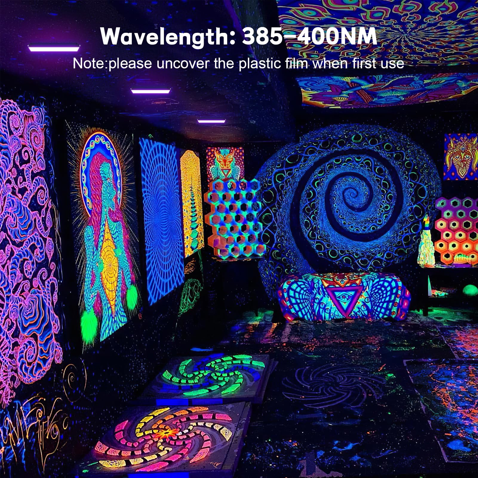 150W LED Black Light 2 Pack - UV Black Lights for Glow Party, Halloween & Body Painting - Ultra Thin Flood Lights with On/Off Switch - Perfect for Dark Rooms, Neon Decor & UV Reactive Art