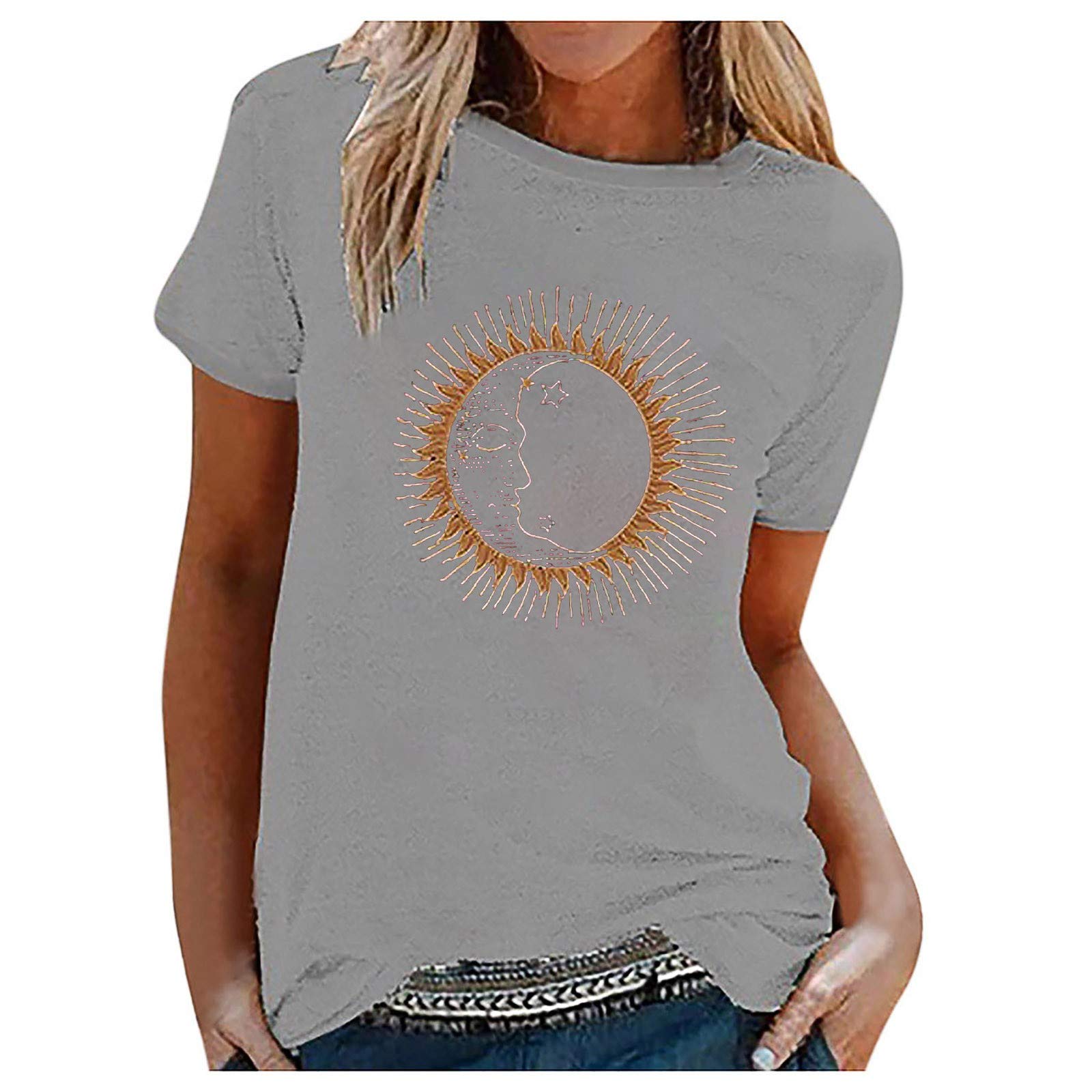 Trendy Tie-Dye Blouse for Women | Colorful Short Sleeve Printed O-Neck Loose Fit T-Shirt | Casual Wear, Summer Outfits & Boho Fashion