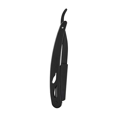 Professional Stainless Steel Folding Straight Razor - Barber Blade Shaver for Hair Removal & Grooming (Black, No Blade Included) - Perfect for Men's Shaving, Beard Trimming & DIY Haircuts at Home or Salon
