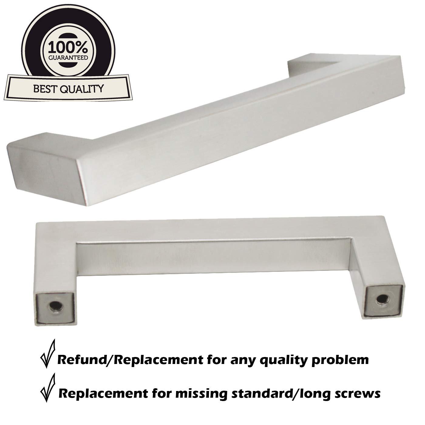Gobrico 10 Pack 6.3 Inch (160mm) Square Cabinet Handles and Knobs - Brushed Nickel Drawer Pulls - Stainless Steel Furniture Hardware for Bathroom, Bedroom, Kitchen & Office Cabinets