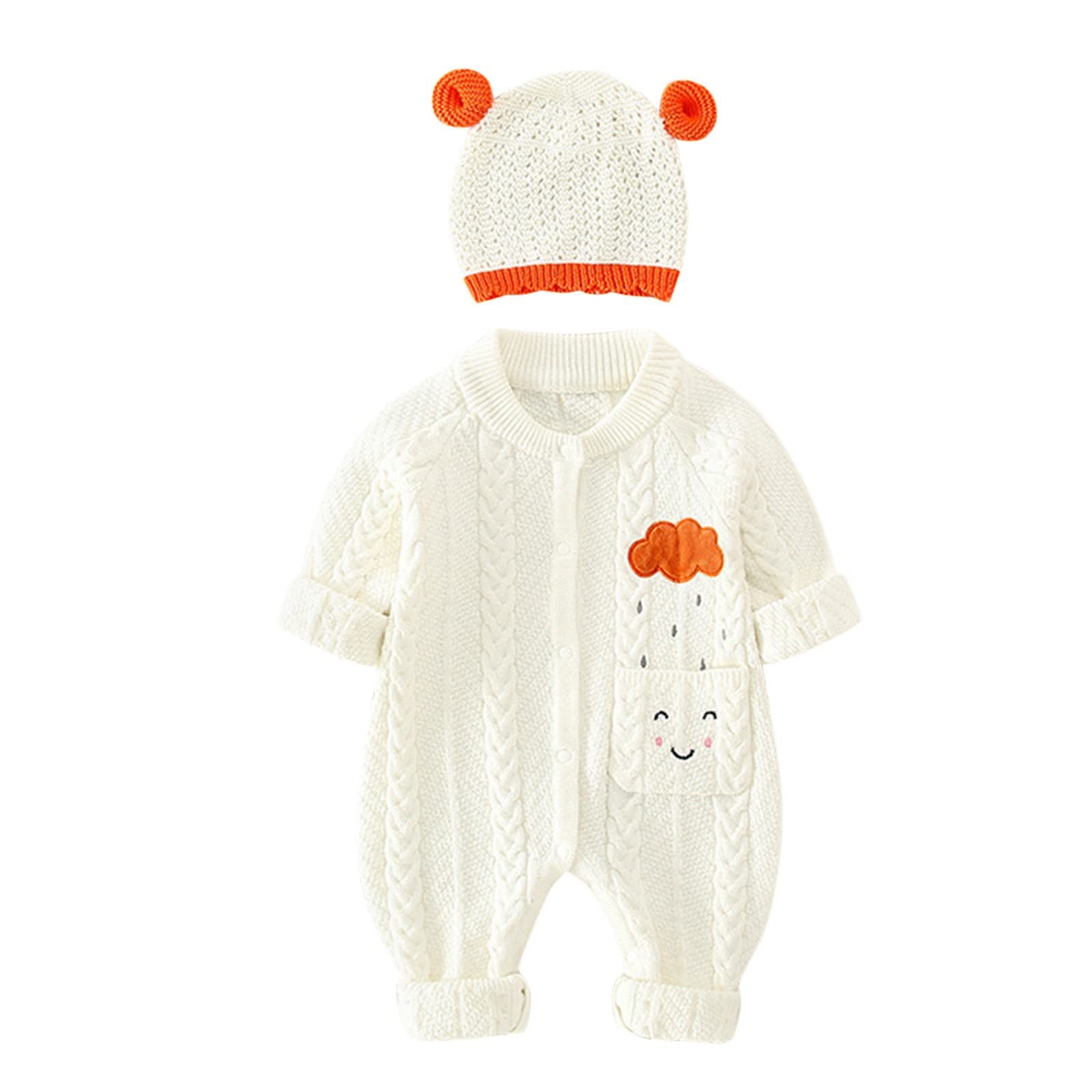 Soft Cotton Baby Knitted Romper - Long Sleeve Hooded Jumpsuit for Newborn Toddler Boys & Girls | Perfect for Playtime, Family Outings & Photo Shoots