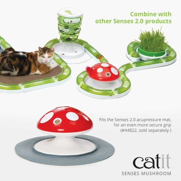 Catit Senses 2.0 Interactive Cat Toy - Mushroom Design for Play & Exercise - Fun for Indoor Cats & Kittens (Great for Mental Stimulation & Bonding)