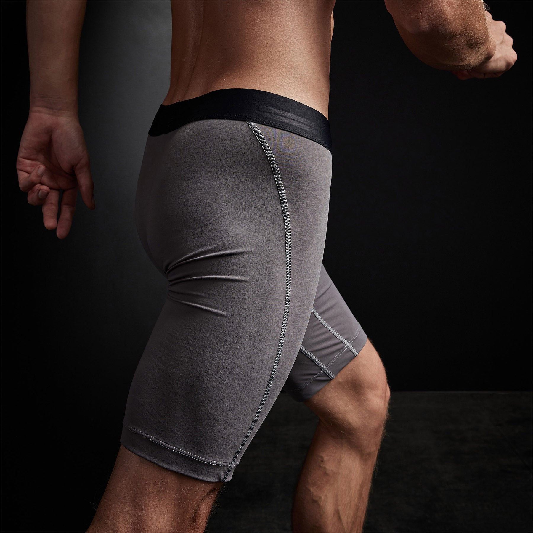 Cool Touch Sport Long Boxer Briefs for Men - Breathable Moisture-Wicking Underwear - Raccoon Grey - Perfect for Running, Gym & Everyday Comfort