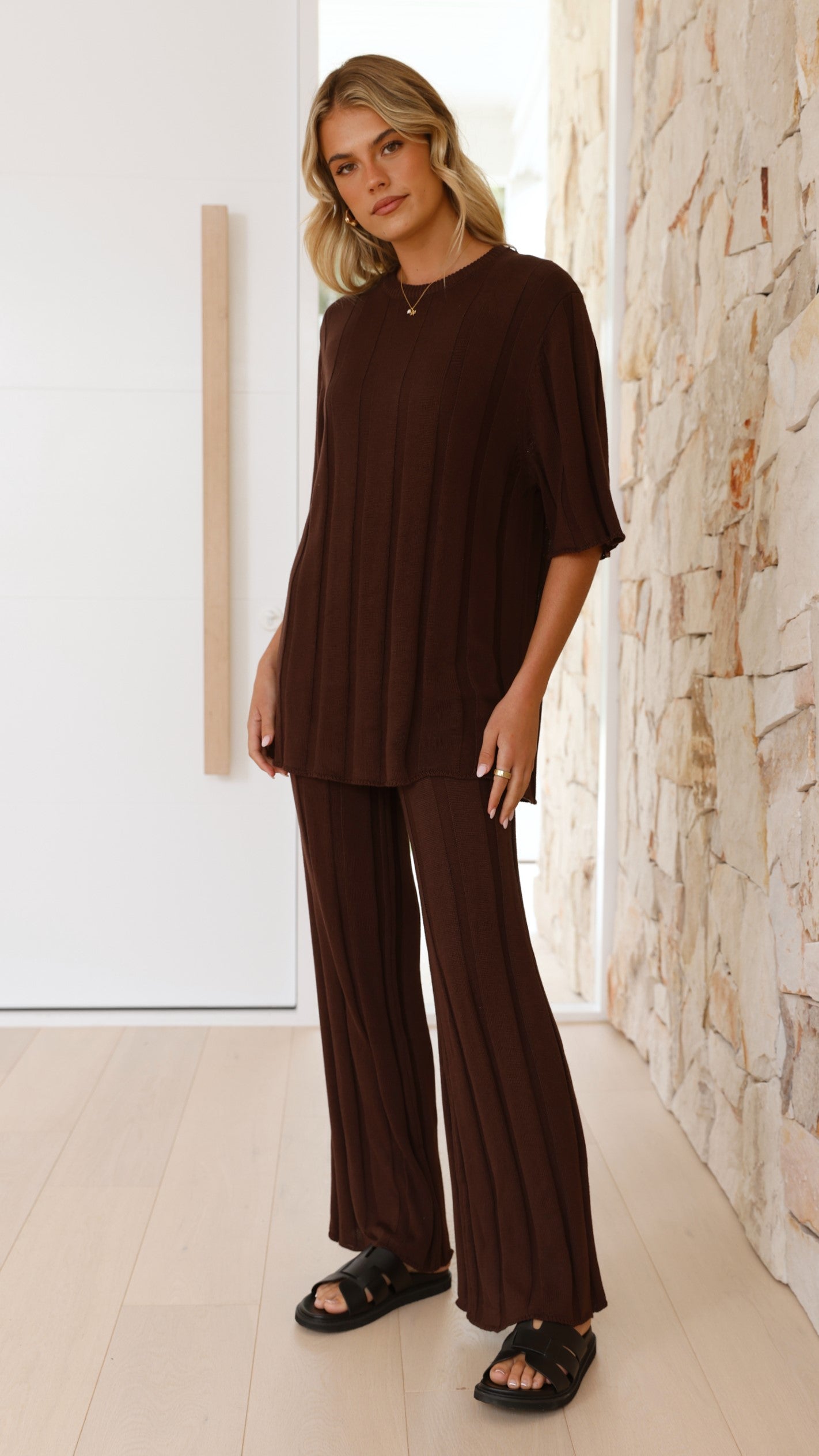 Bayu Knit Pants for Women - Soft Stretchy Comfortable Lounge Pants in Brown | Perfect for Yoga, Home Wear & Casual Outfits