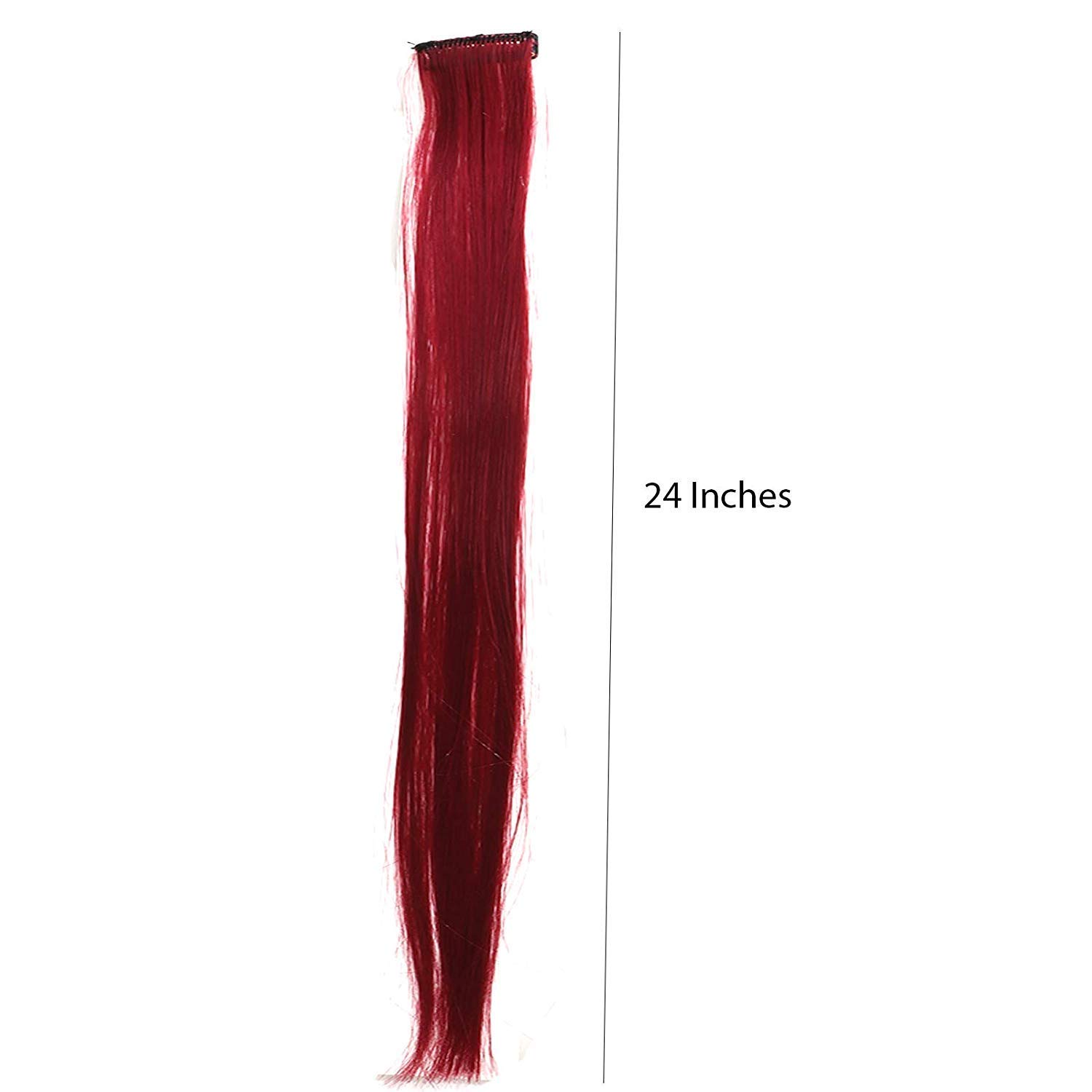Paradise® 22-Inch Blonde & Maroon Clip-In Hair Extensions - 4-Pack Straight Synthetic Hair Streaks for Women & Girls - Two-Tone Funky Party Hair Patches - Perfect for Cosplay, Halloween, and Night Out Styling