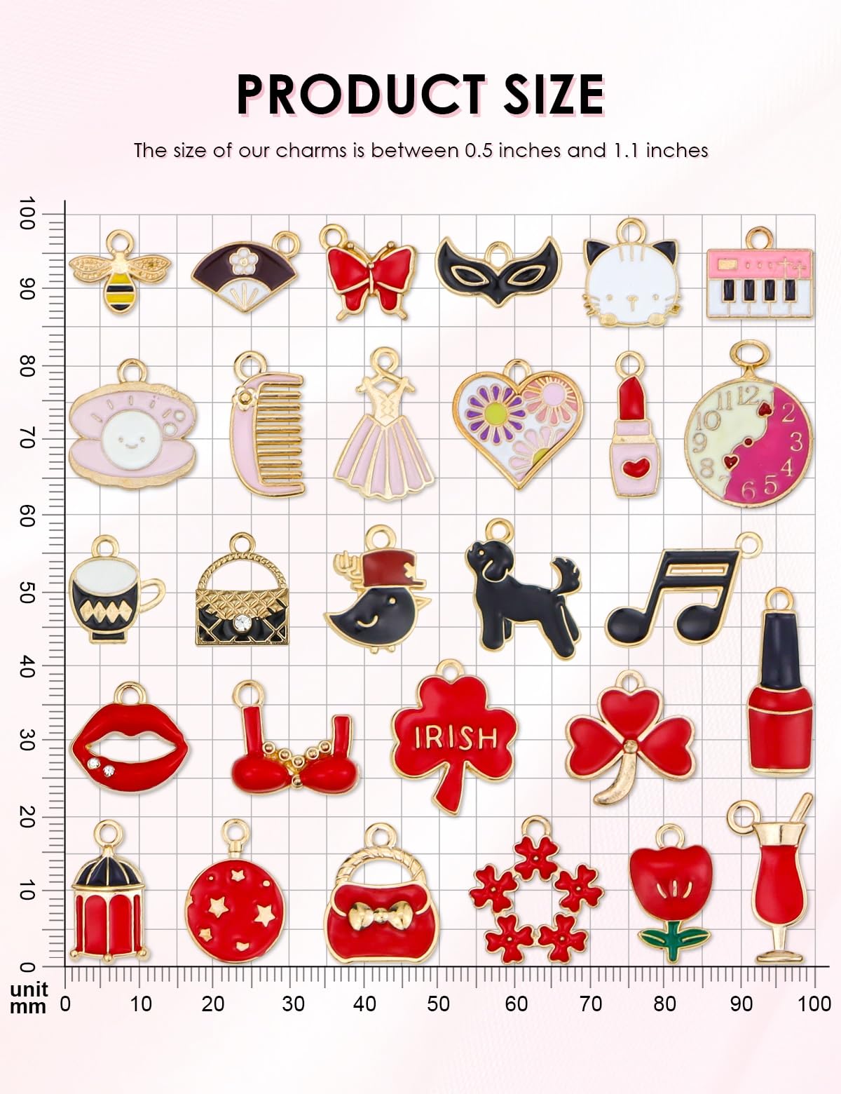 60Pcs Gold Plated Enamel Lipstick Charms for Jewelry Making - DIY Necklace, Bracelet & Craft Supplies - Perfect for Party Fashion, Gift Giving & DIY Projects