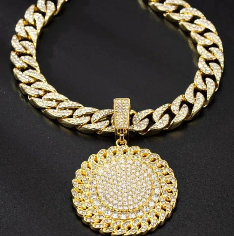 Golden Blaze 14mm Iced Baguette Prong Cuban Chain Necklace for Men - Luxury Hip Hop Jewelry Gift for Birthday, Anniversary & Special Occasions