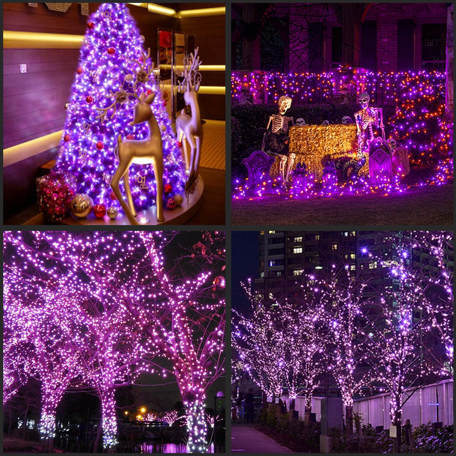200-Count Purple LED Christmas Lights - 2 Pack of 25ft Mini String Lights with 100 LEDs & Green Wire | Perfect for Holiday Decor, Tree Trimming, and Outdoor Party Lighting