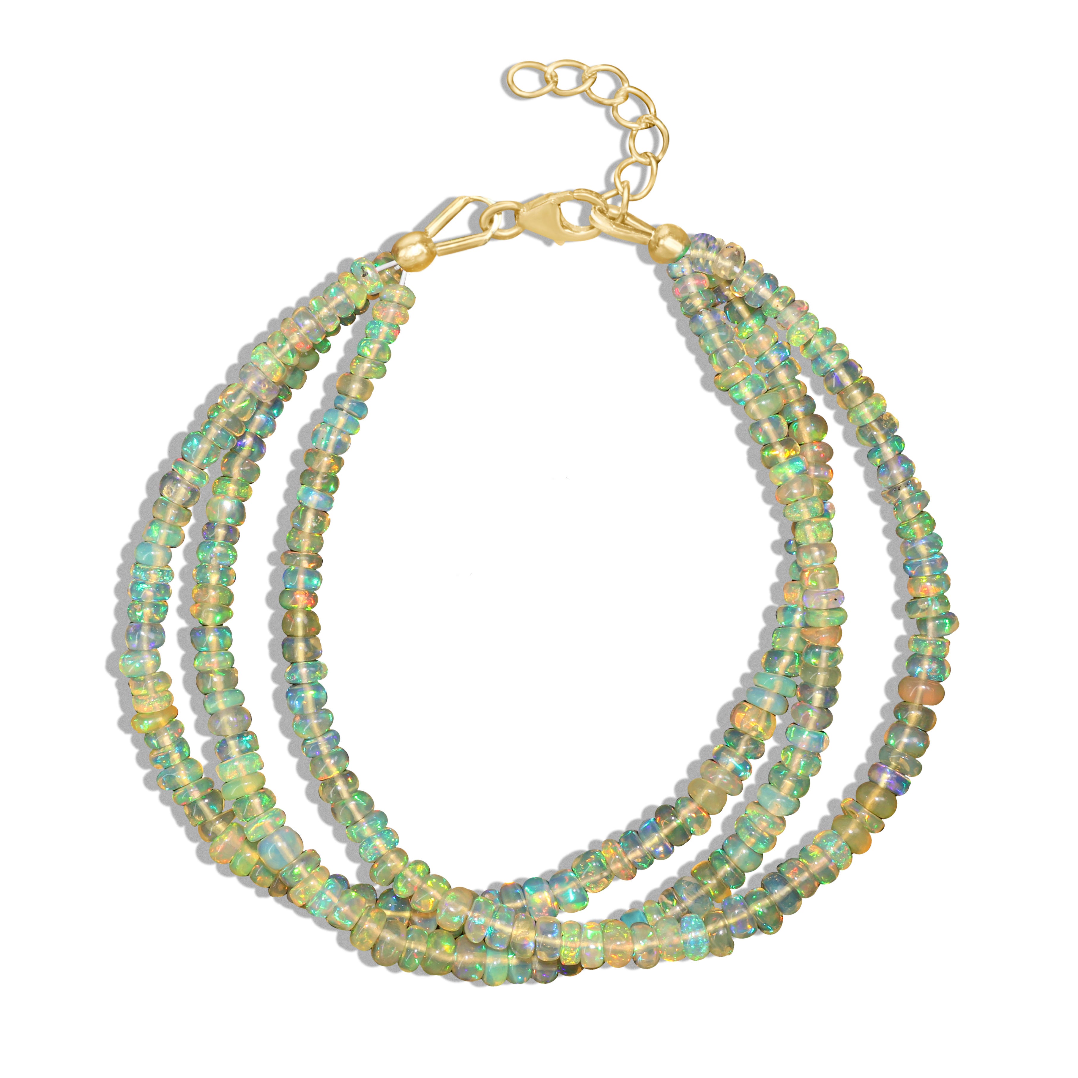 Natural Yellow Opal 3-Strand Beaded Bracelet for Women | Handmade Gemstone Jewelry | Boho Chic Accessory for Everyday Wear & Special Occasions