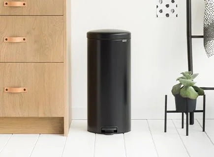 Newlcon Matt Black Pedal Bin - Hands-Free Trash Can for Kitchen, Bathroom & Office Waste Disposal