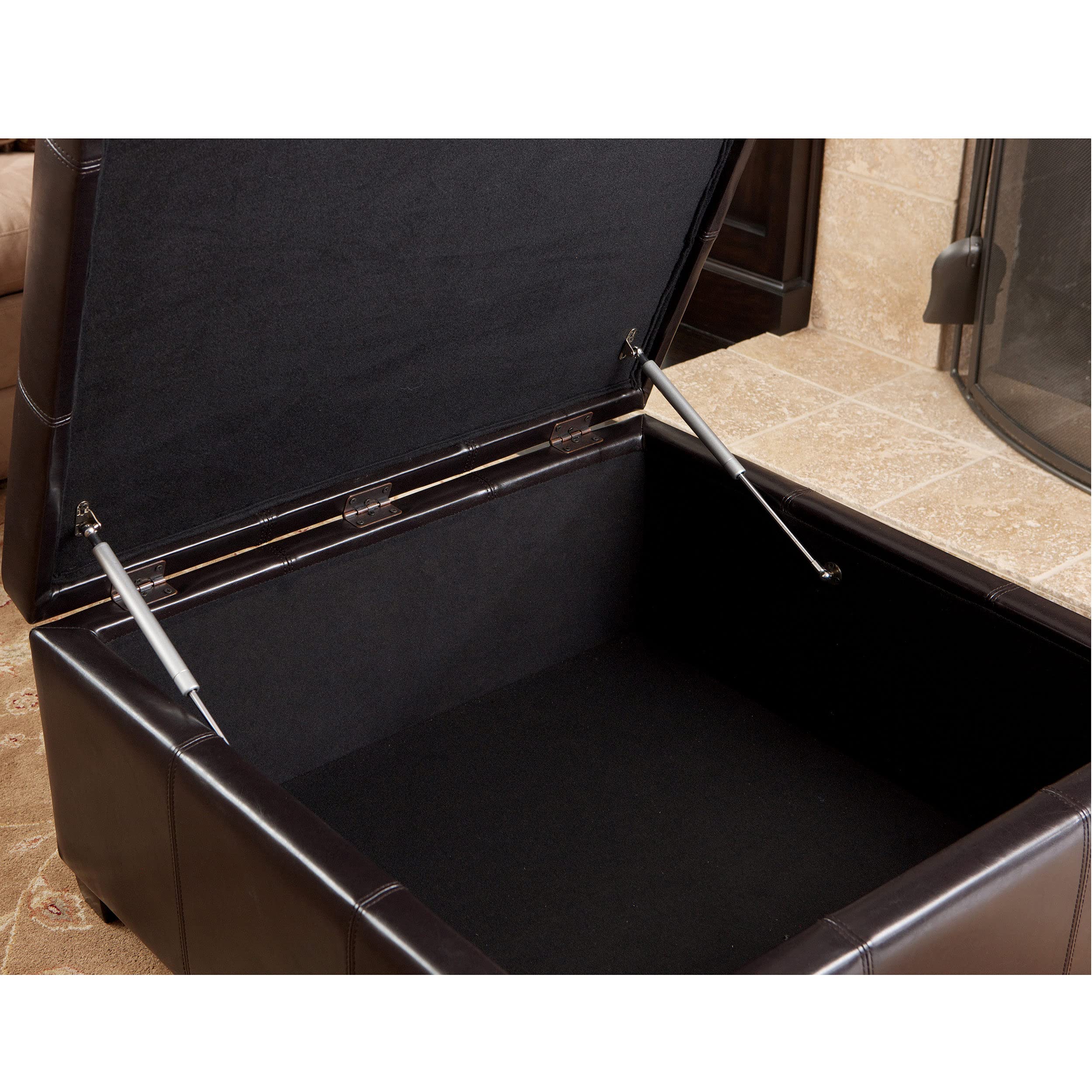 Christopher Knight Home Richmond Bonded Leather Storage Ottoman, Espresso - Stylish Footrest & Hidden Storage for Living Room, Bedroom & Office