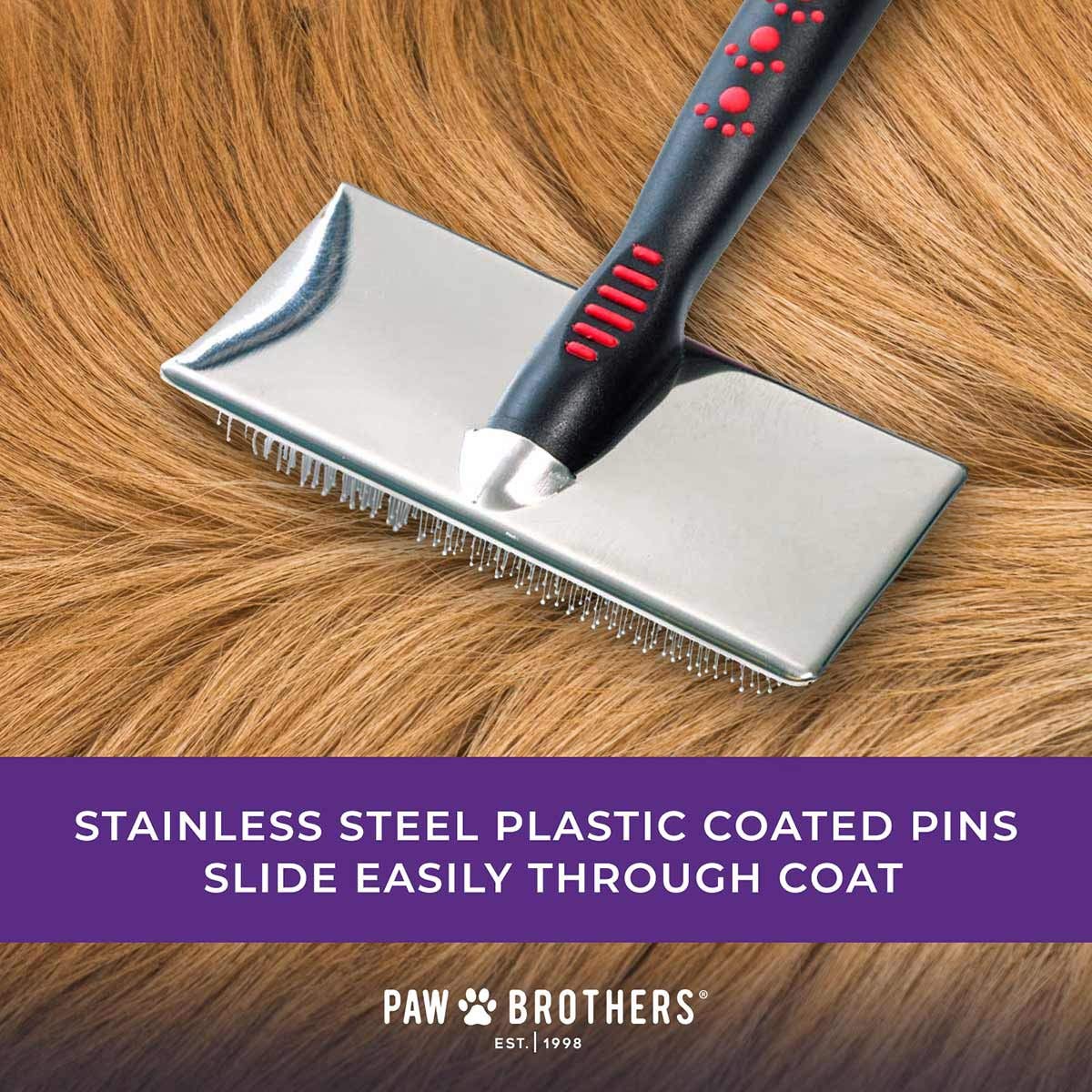Ryan's Pet Supplies Paw Brothers Soft Flat Slicker Brush for Dogs - Gentle Grooming Brush with Coated Tips for Small & Medium Dogs | Maximum Coverage & Skin-Friendly | Perfect for Daily Brushing & Shedding Control