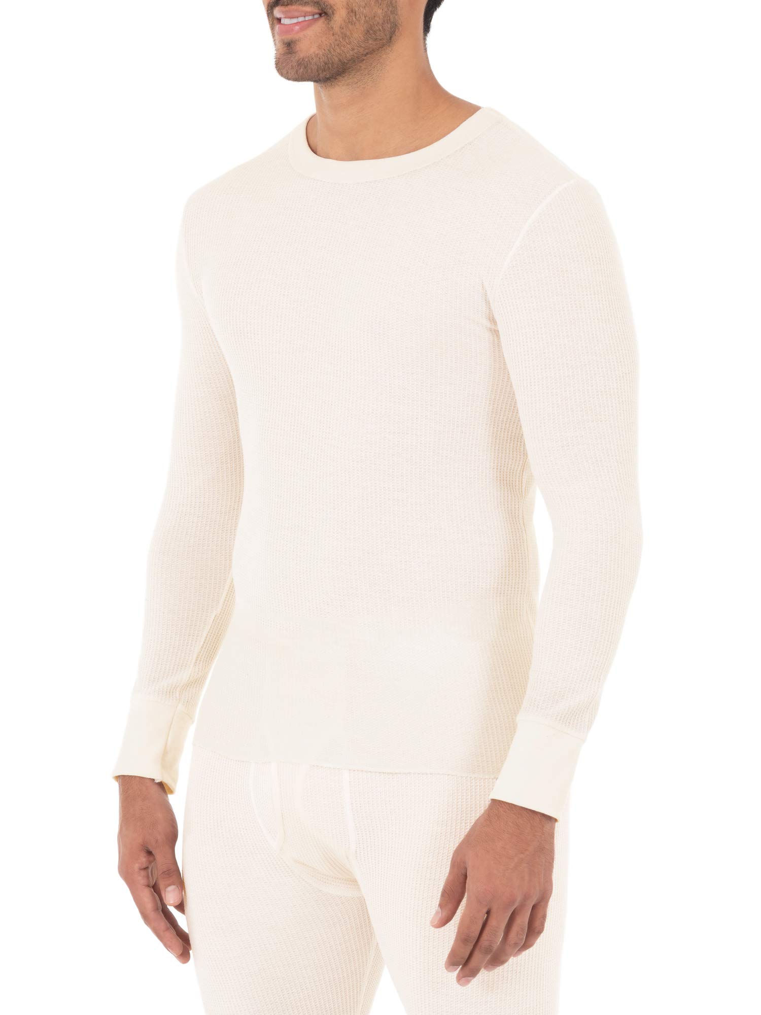 Fruit of the Loom Men's Classic Midweight Waffle Thermal Underwear Crew Top - Warm Winter Base Layer for Outdoor Activities & Cold Weather