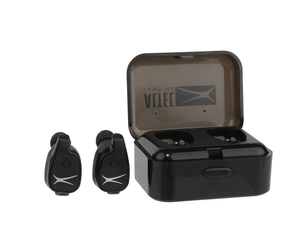 Altec Lansing MZX635 True Wireless Earbuds with Charging Case - IPX4 Waterproof Bluetooth Headphones for Running, Gym & Travel - Black Wireless Earbuds for iPhone & Android