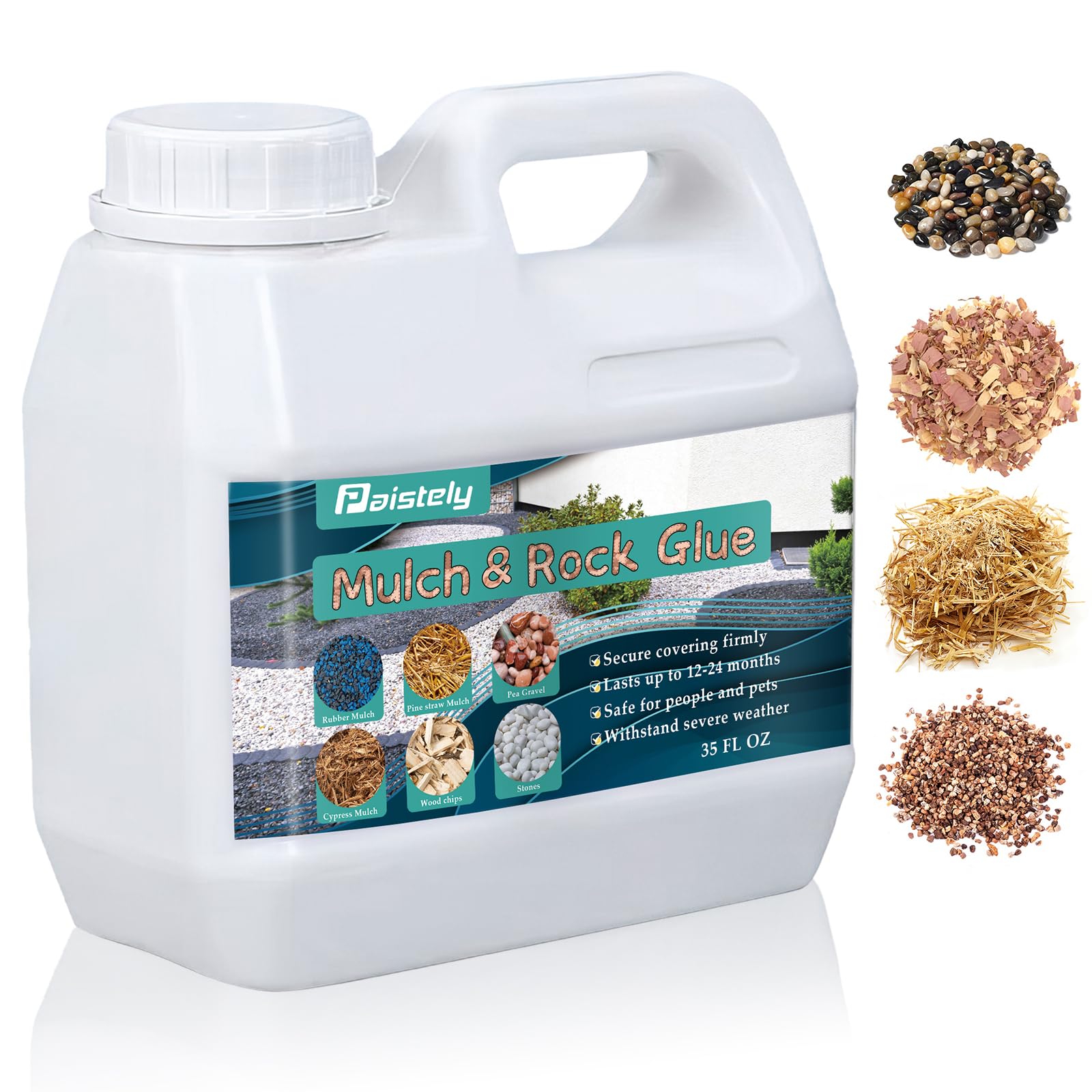 64Oz Concentrated Mulch Glue for Landscaping - Strong Adhesive for Pea Gravel, Rocks & Mulch Binder | Non-Toxic, Long-Lasting Mulch Lock Solution | Perfect for Garden Pathways, Driveways & Landscape Projects