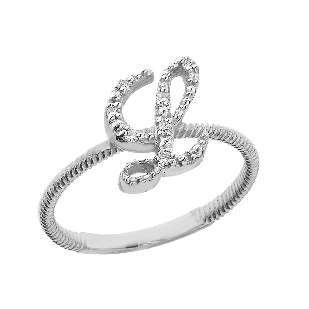 10K White Gold Diamond Initial Letter 