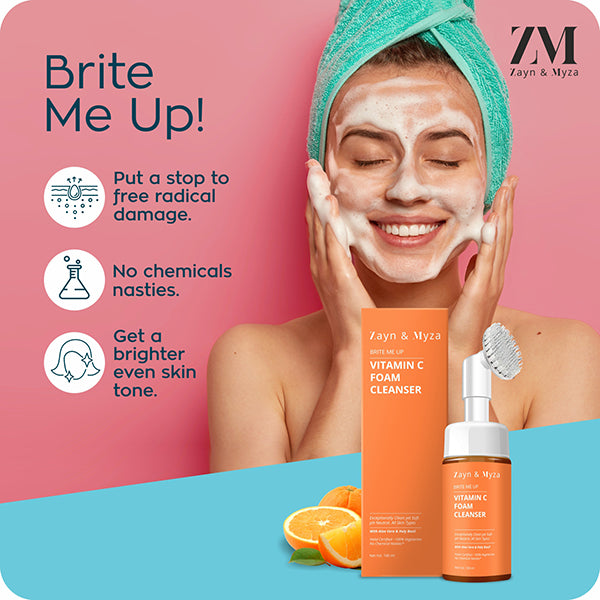 ZM Zayn & Myza Vitamin C Foaming Face Wash 100ml - Brightening & Hydrating Cleanser for Glowing Skin - Perfect for Morning & Night Skincare Routine