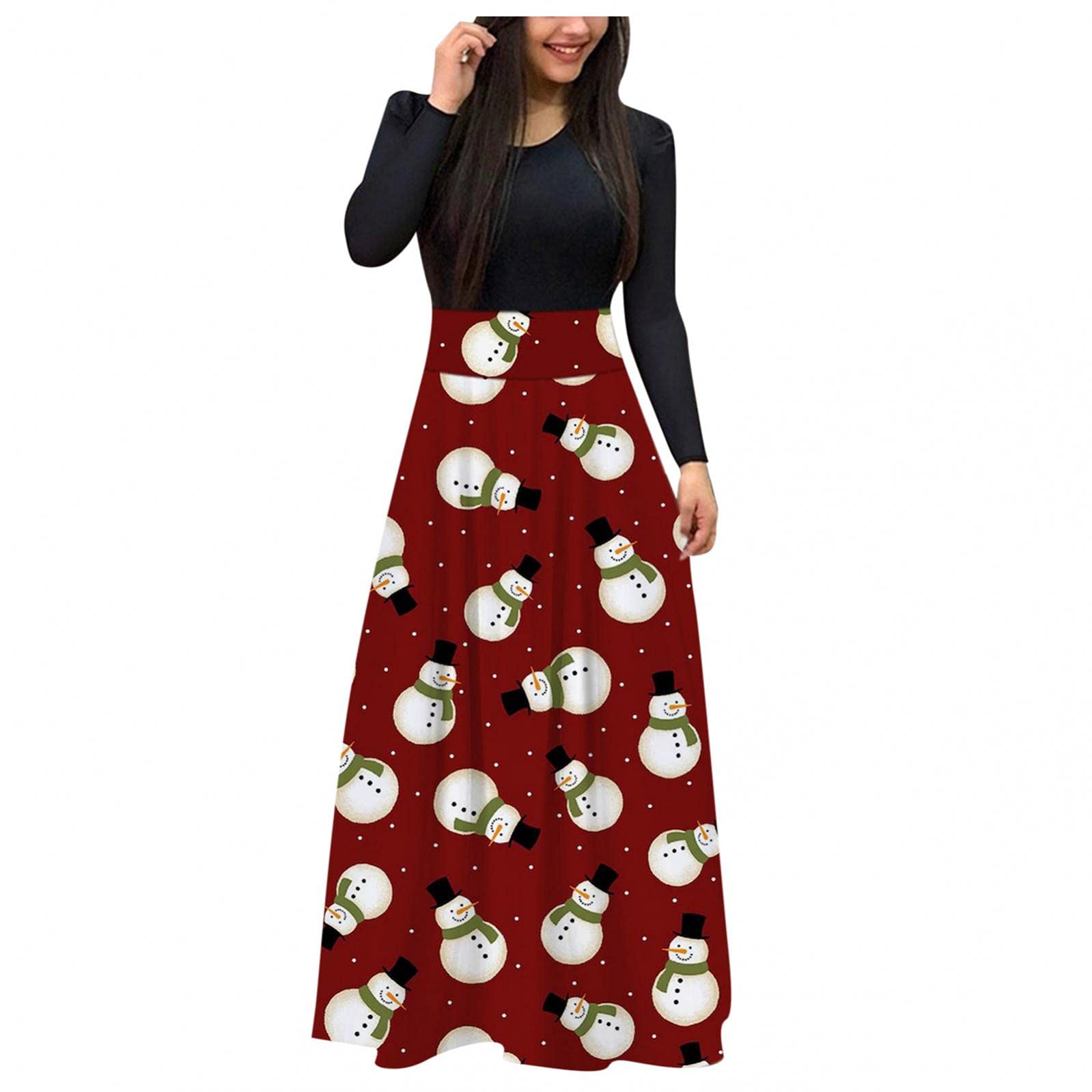 Women's Christmas Long Sleeve Casual Dress - Elegant Fall Maxi Dress for Beach, Wedding & Party | Perfect for Holiday Gatherings, Christmas Photos & Winter Events