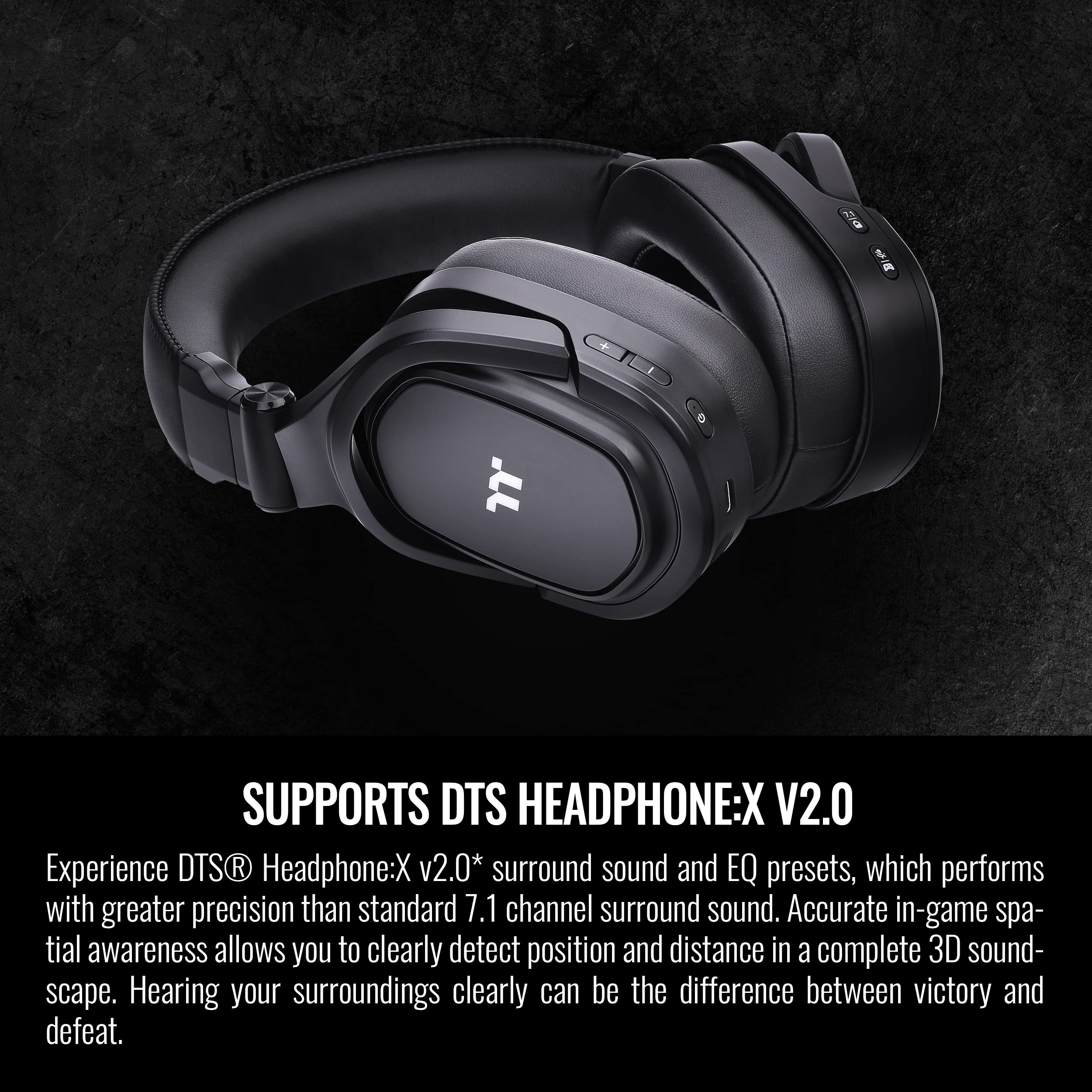 Thermaltake Argent H5 Wireless Gaming Headset - 40MM Hi-Res Audio, Noise Cancelling Mic - Compatible with PC, Xbox One, PS4, Mac (Black) | Perfect for FPS Games, Streaming & Online Meetings