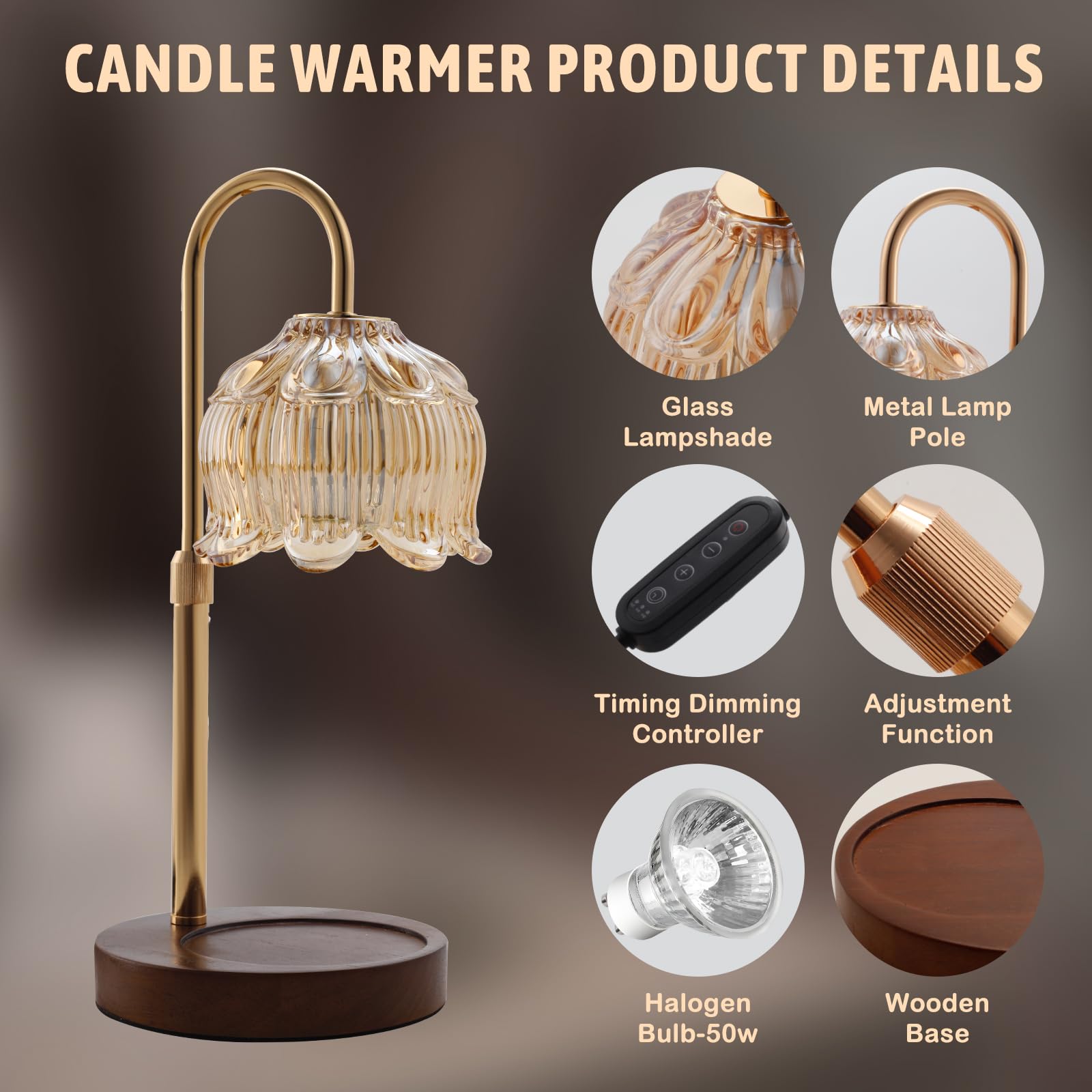 GEEZO Electric Candle Warmer Lamp with Timer & Dimmer - Aromatherapy Fragrance Wax Melter for Home, Bedroom, Office | Perfect Christmas, Birthday, Housewarming Gift for Women, Mom, Friends | Creates Cozy Ambiance for Relaxation, Meditation & Romantic Nights