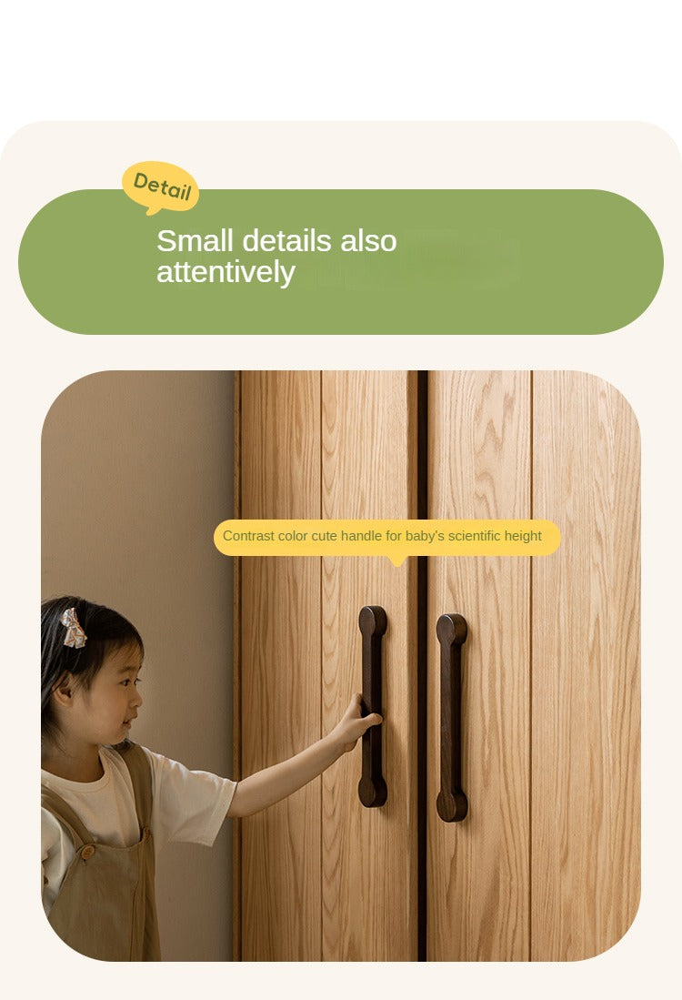 Solid Oak Wood Kids Wardrobe - Durable & Stylish Children's Closet Organizer for Bedroom, Nursery, or Playroom Storage