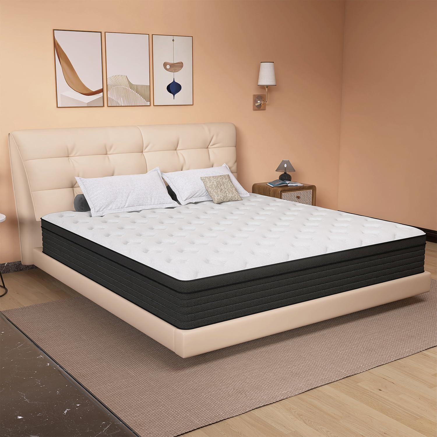 8 Inch Hybrid Queen Mattress with Gel Memory Foam & Pocket Springs - Medium Firm Support, Pressure Relief, Bed in a Box for Back Pain | Perfect for Master Bedrooms, Guest Rooms & Apartments