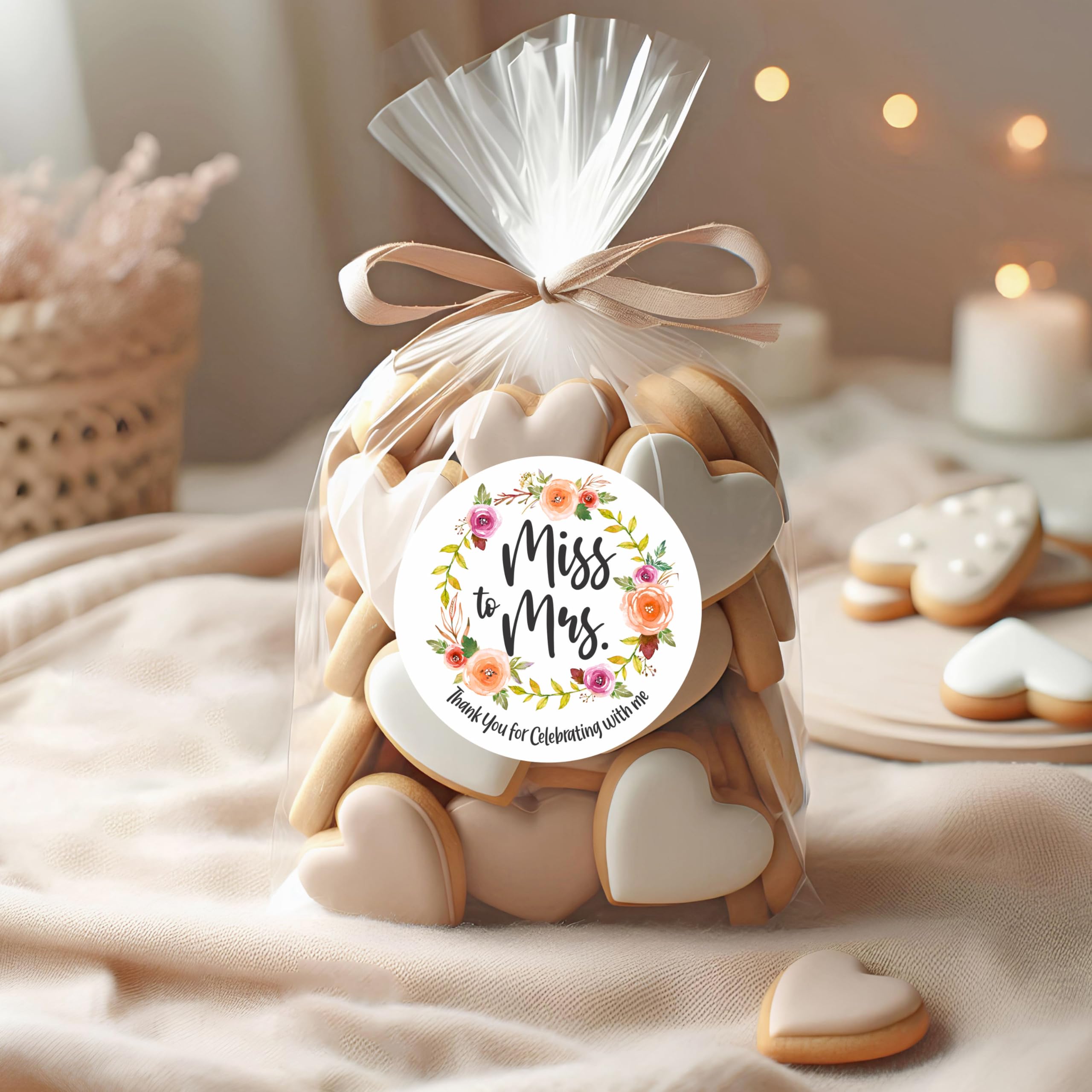 Miss to Mrs Bridal Shower Stickers - Bachelorette Party Favors - Wedding Decoration Labels - Spring Floral Wreath Design - 40-Pack Self-Adhesive Stickers for Invitations, Gifts & Decor